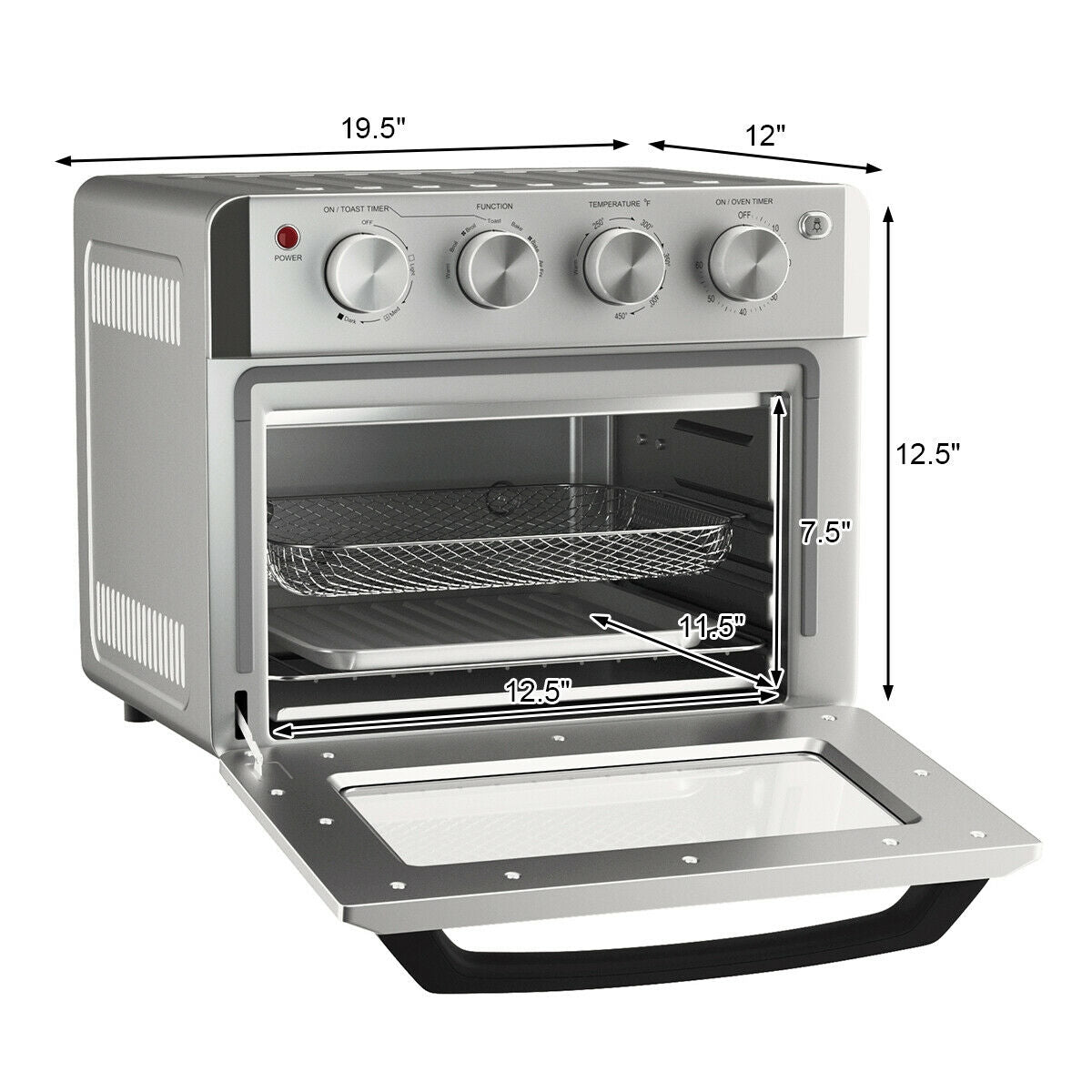 19 Qt Dehydrate Convection Air Fryer Toaster Oven with 5 AccessoriesÂ
