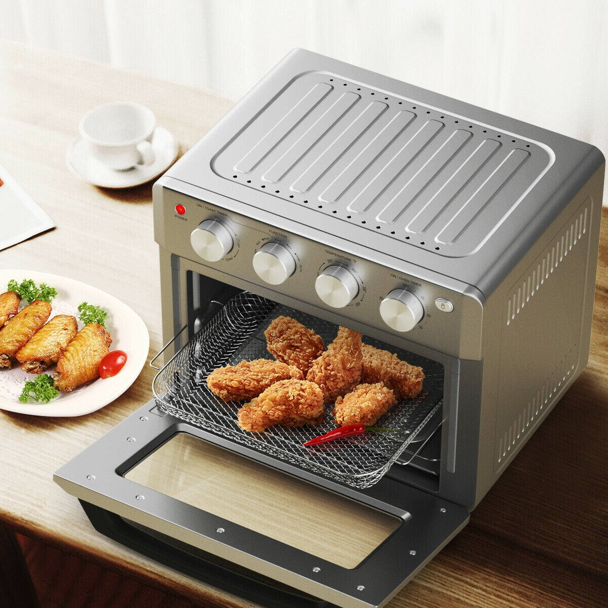 19 Qt Dehydrate Convection Air Fryer Toaster Oven with 5 AccessoriesÂ