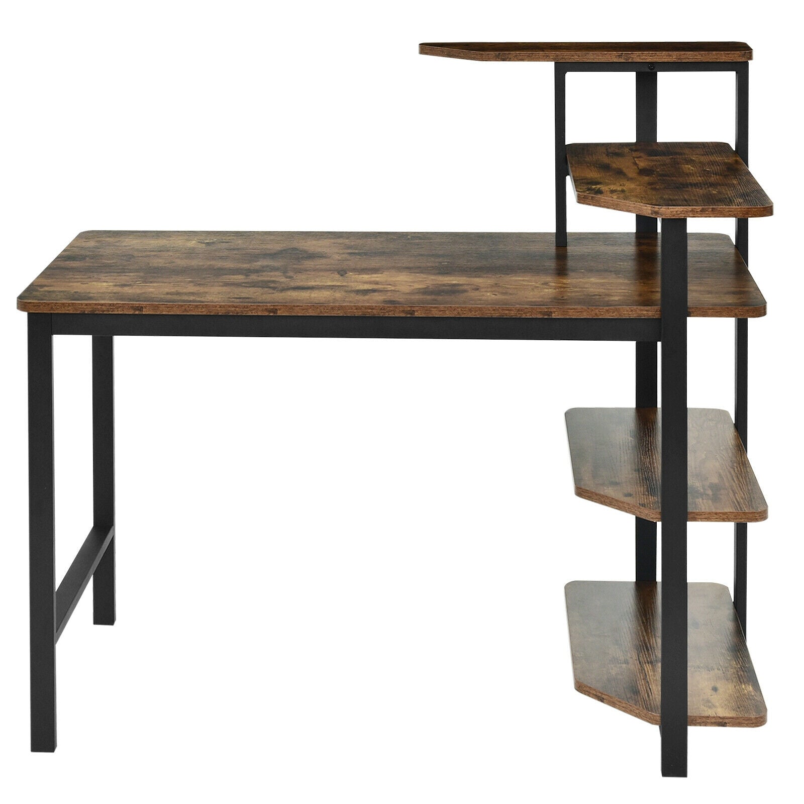 Computer Desk Writing Study Table with Storage Shelves Home Office Rustic Brown-Rustic BrownÂ