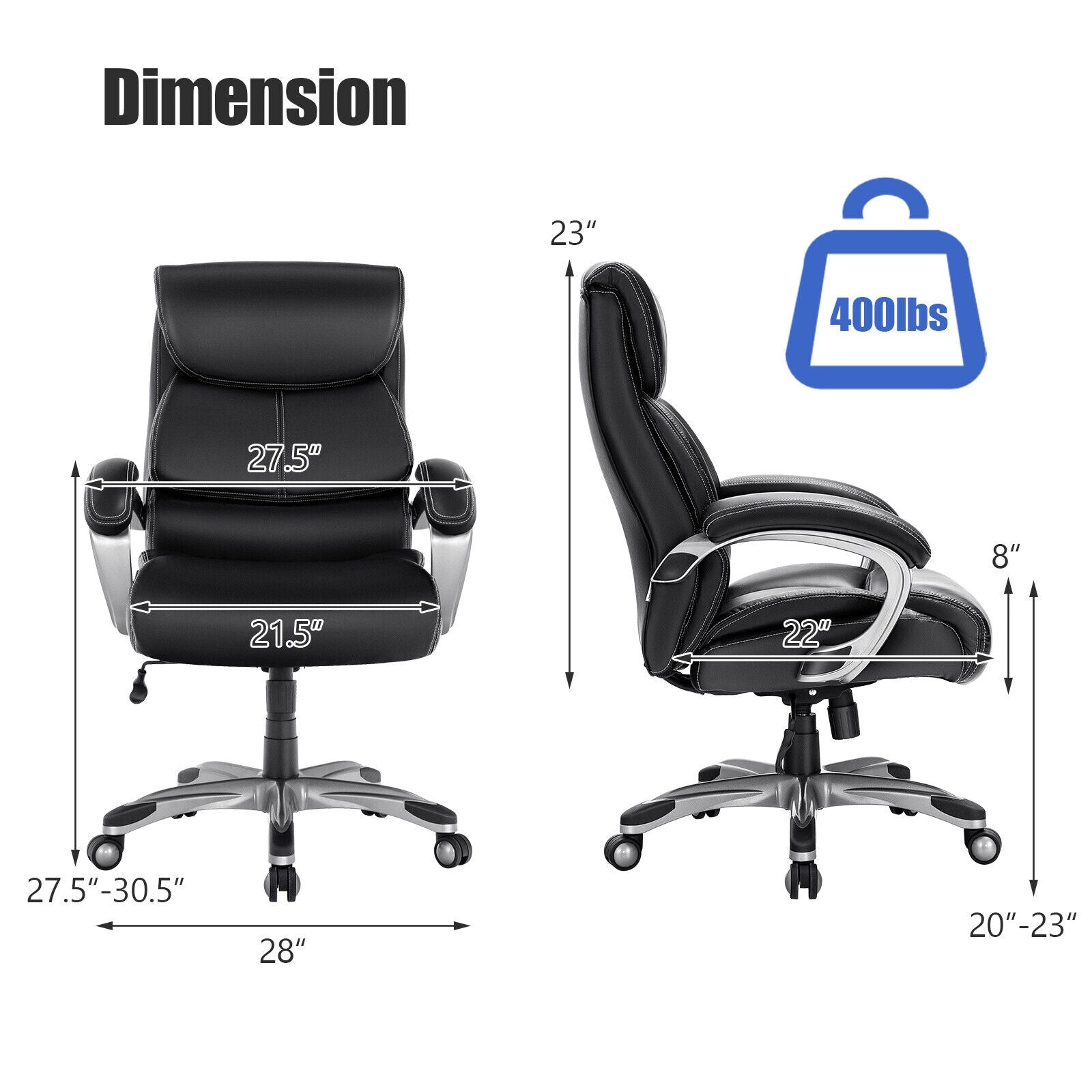 Adjustable Executive Office Recliner Chair with High Back and Lumbar Support-BlackÂ