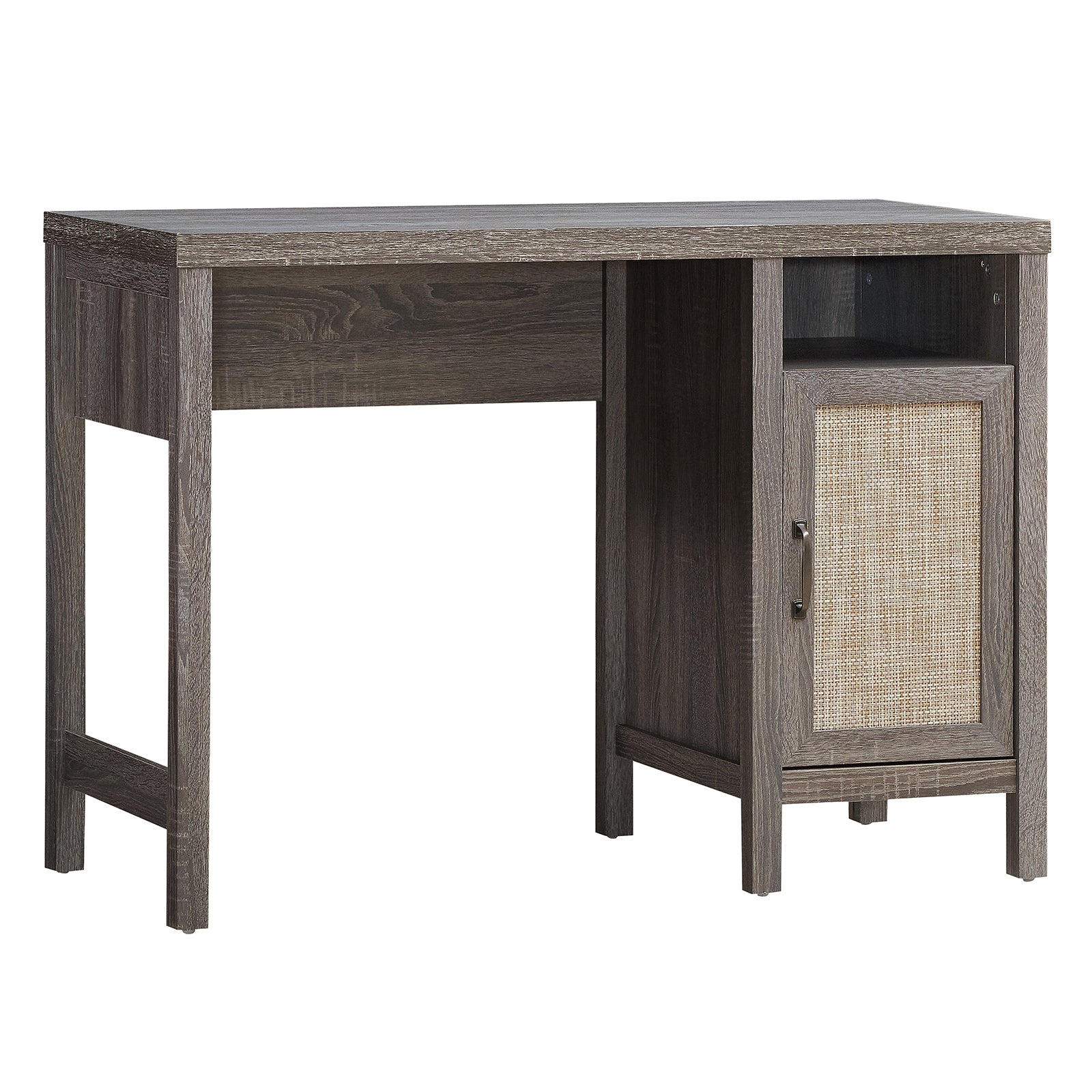 Rustic Computer Desk Writing Table Study Workstation with Storage Cabinet-GrayÂ