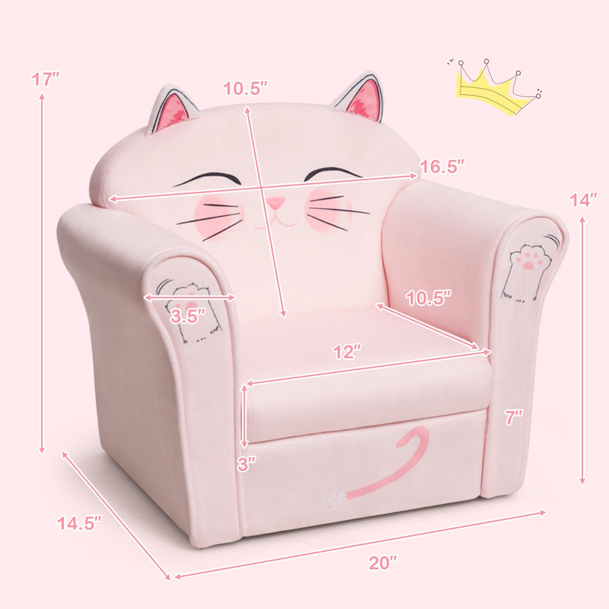 Kids Upholstered Cat Armrest Couch Sofa with Linen FabricÂ