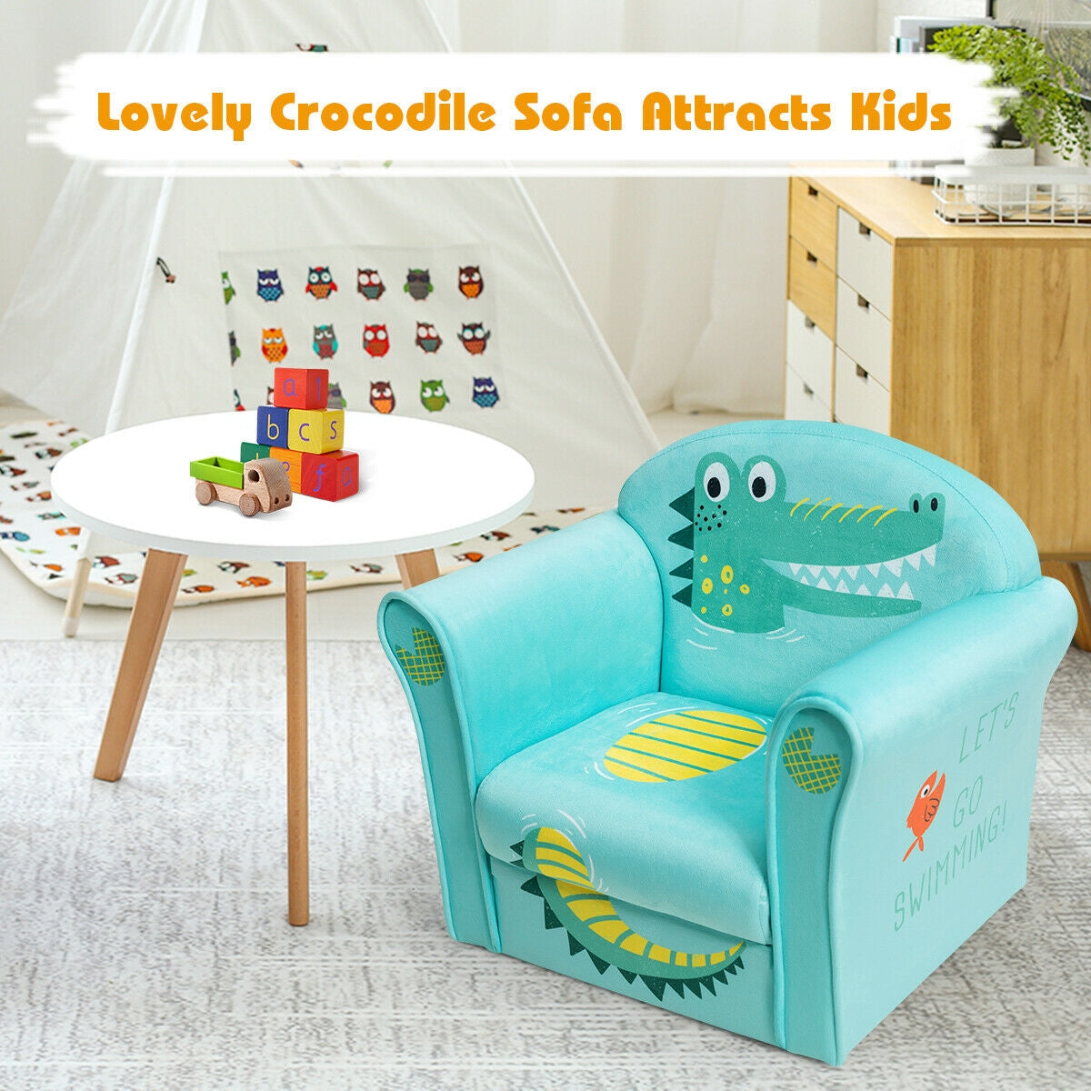 Kids Crocodile Armrest Upholstered CouchÂ