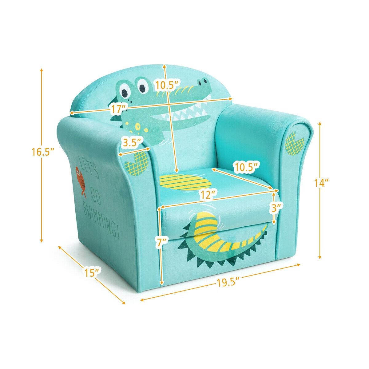 Kids Crocodile Armrest Upholstered CouchÂ