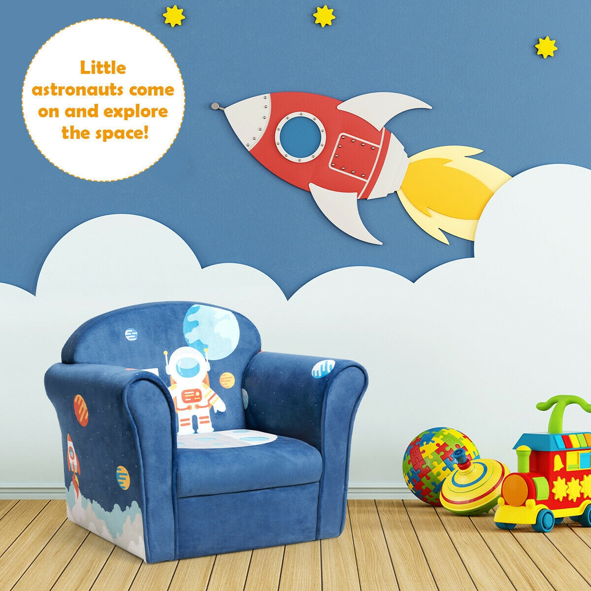 Kids Astronaut Armrest Upholstered CouchÂ