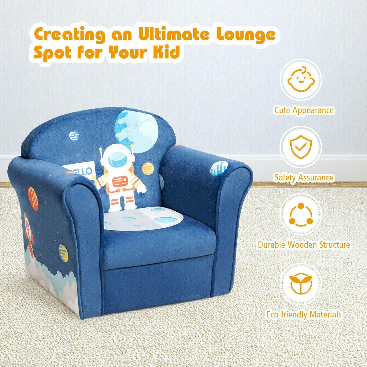 Kids Astronaut Armrest Upholstered CouchÂ