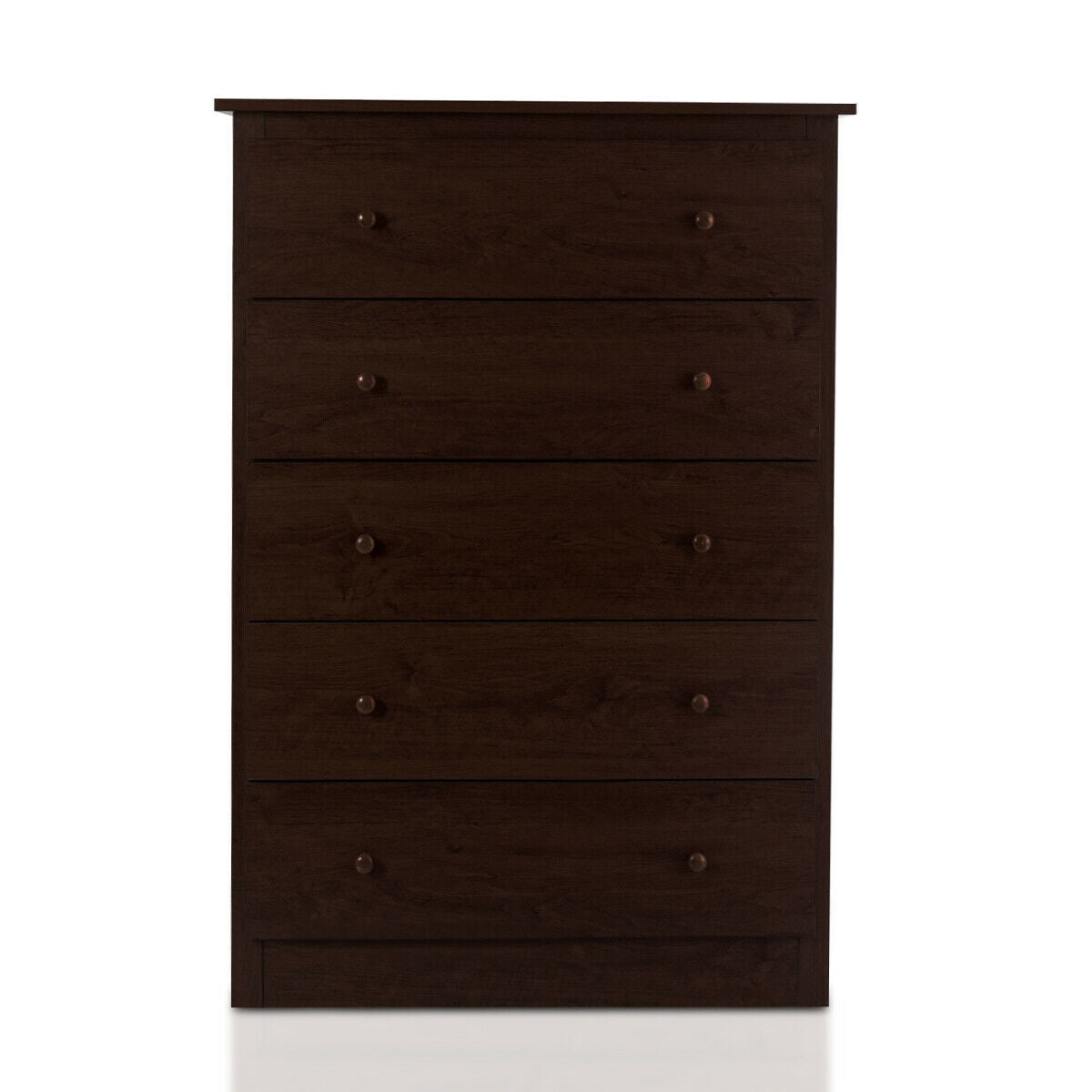 Functional Storage Organized Dresser with 5 Drawer-Dark BrownÂ