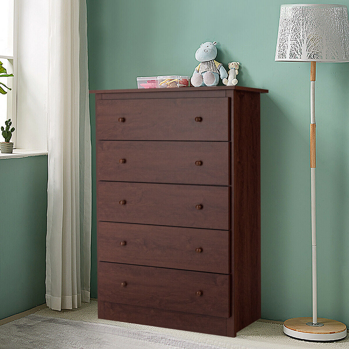 Functional Storage Organized Dresser with 5 Drawer-BrownÂ