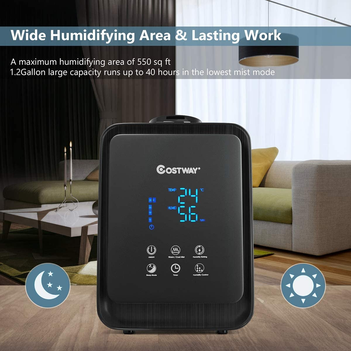 4.5L Ultrasonic Cool Warm Humidifier with Remote ControlÂ