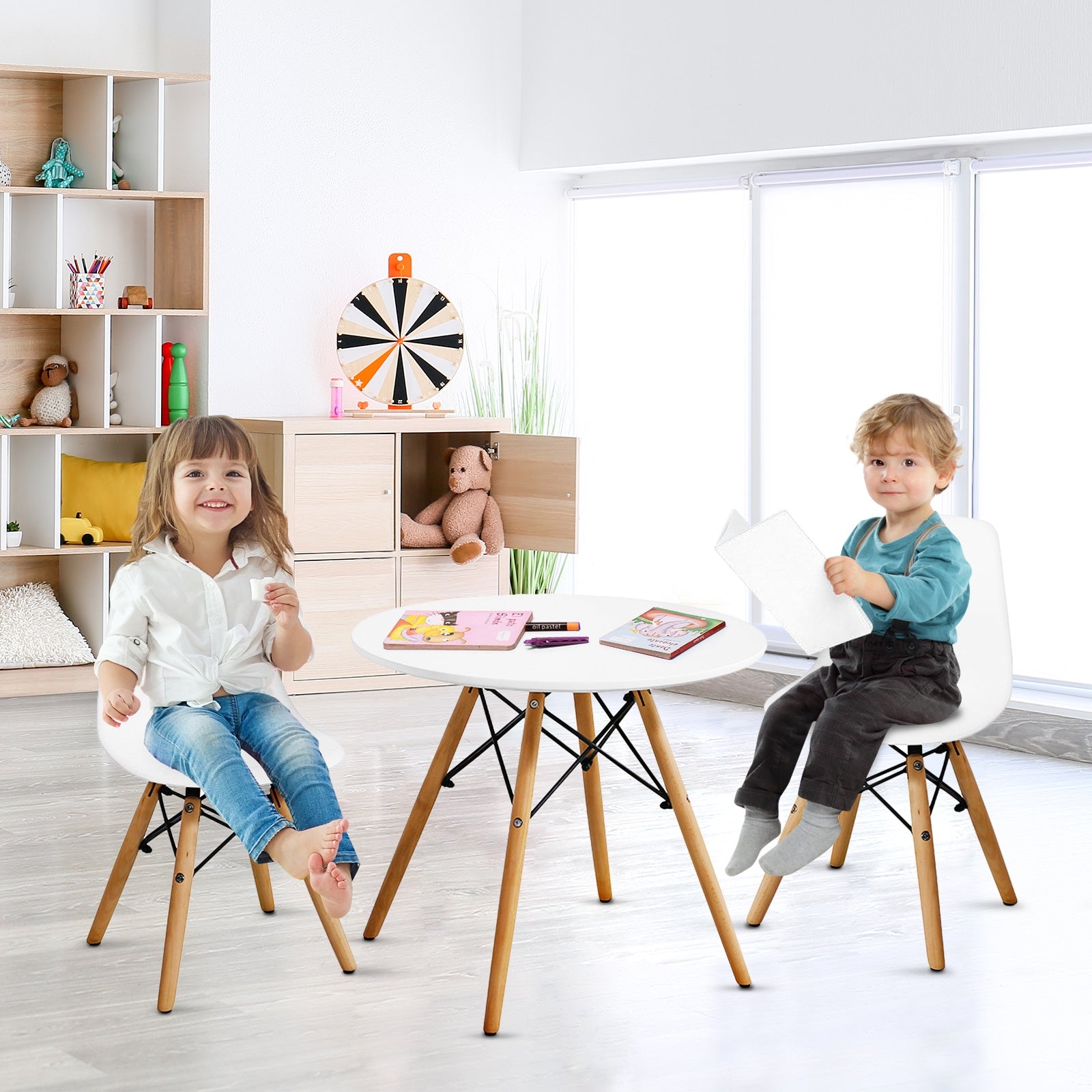 Kid's Modern Dining Table Set with 2 Armless ChairsÂ