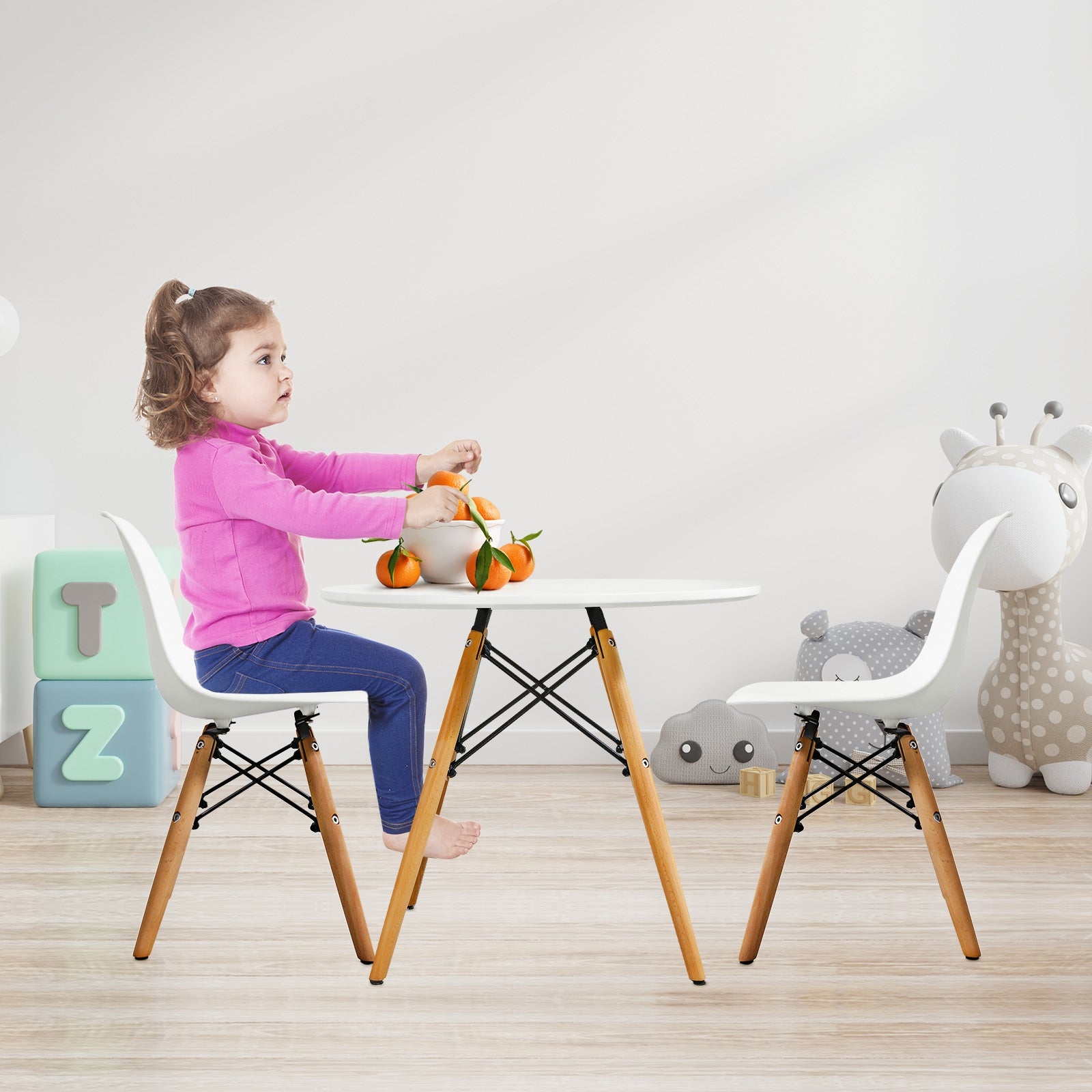 Kid's Modern Dining Table Set with 2 Armless ChairsÂ