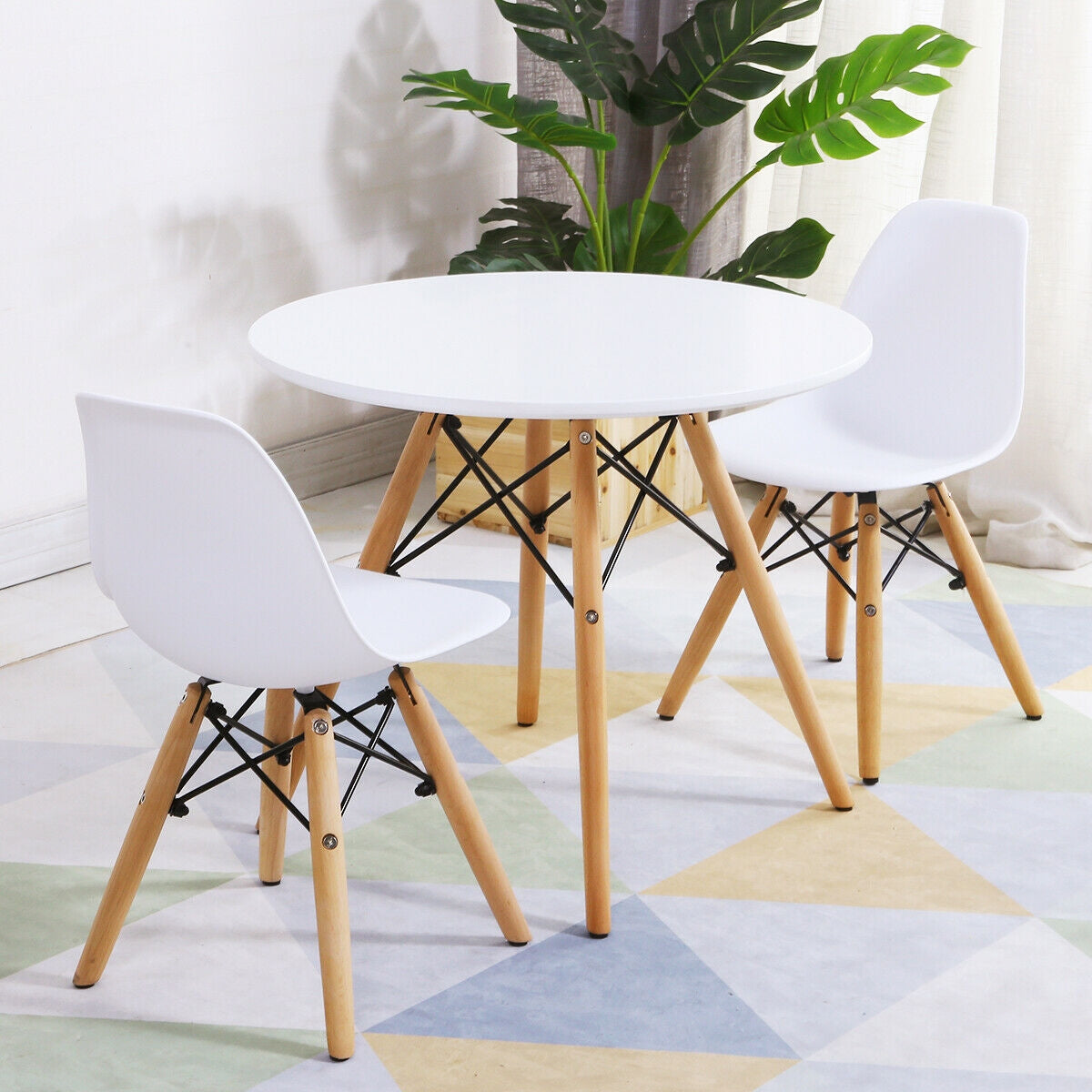 Kid's Modern Dining Table Set with 2 Armless ChairsÂ