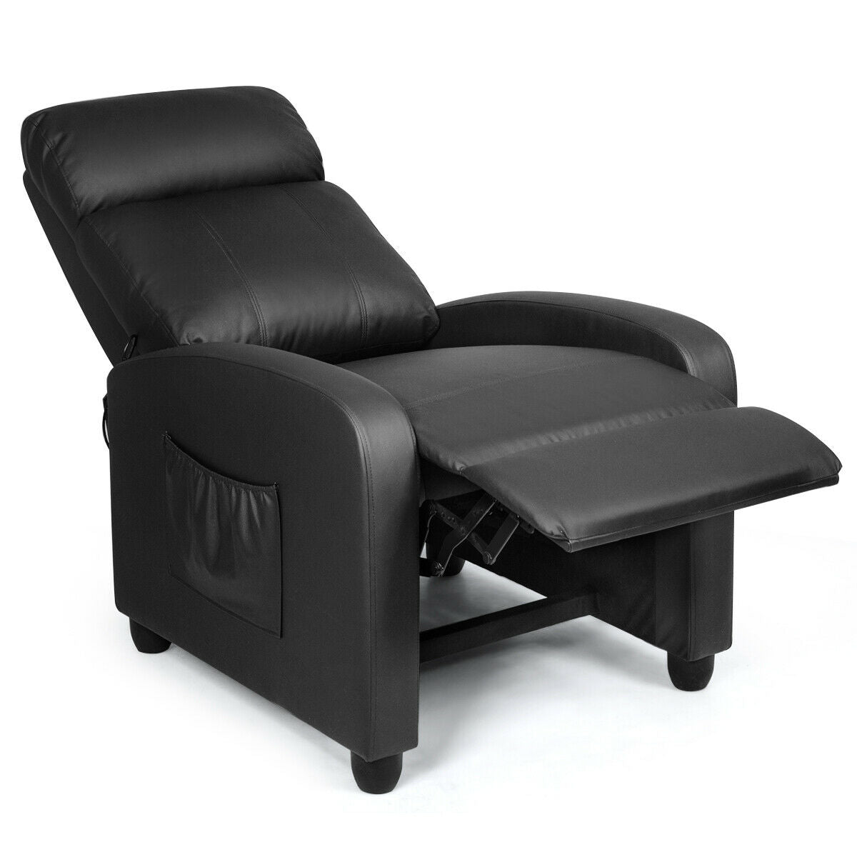 Recliner Massage Winback Single Chair with Side Pocket-BlackÂ