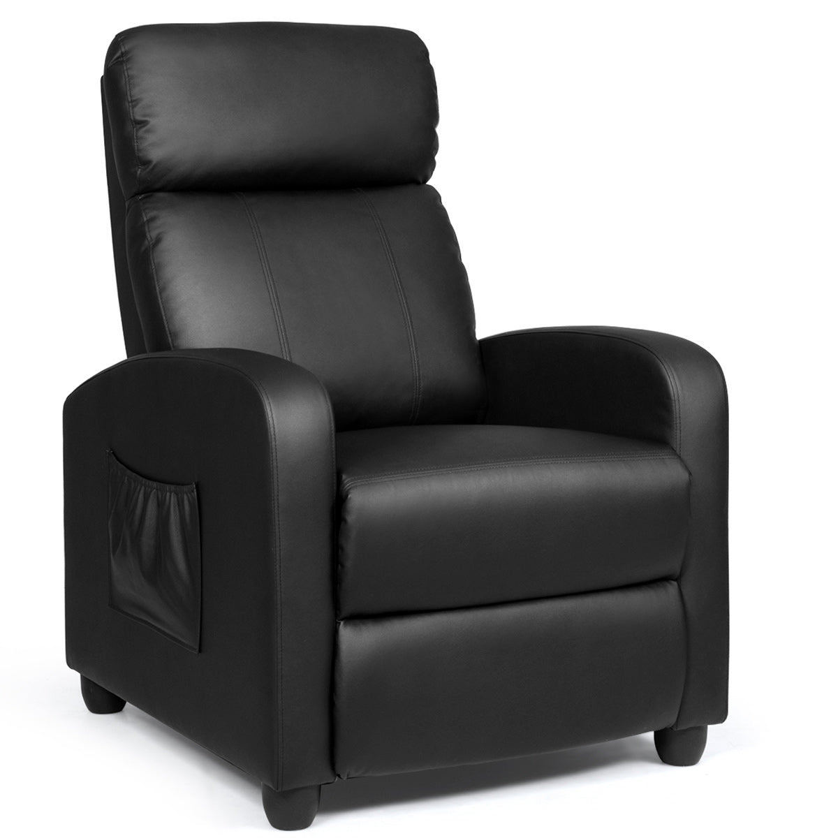 Recliner Massage Winback Single Chair with Side Pocket-BlackÂ