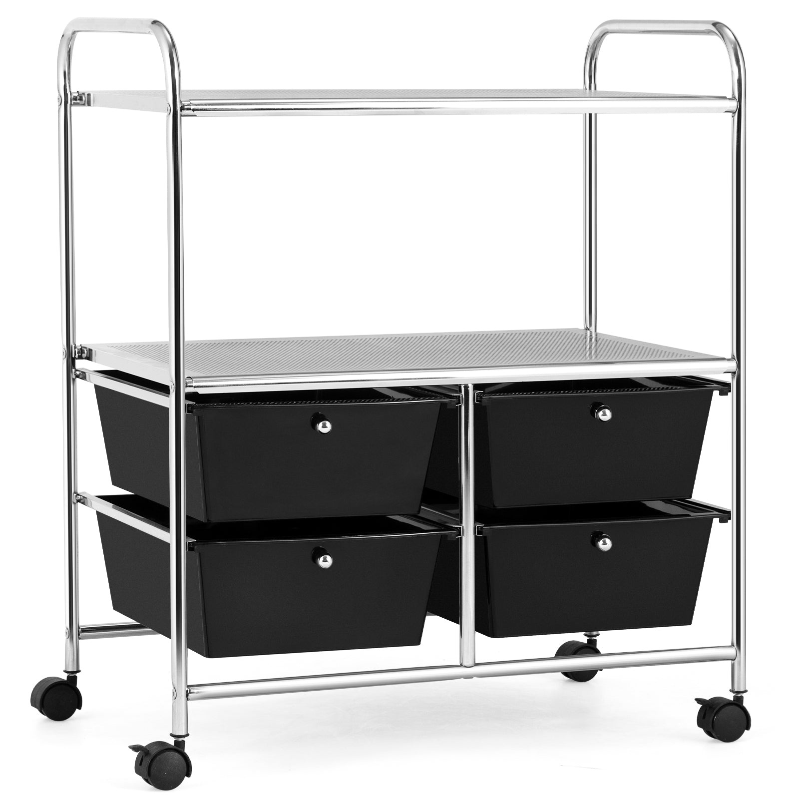 4 Drawers Shelves Rolling Storage Cart Rack-BlackÂ