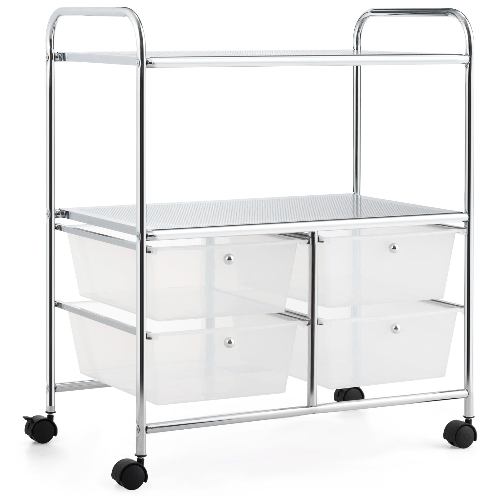 4 Drawers Shelves Rolling Storage Cart Rack-ClearÂ