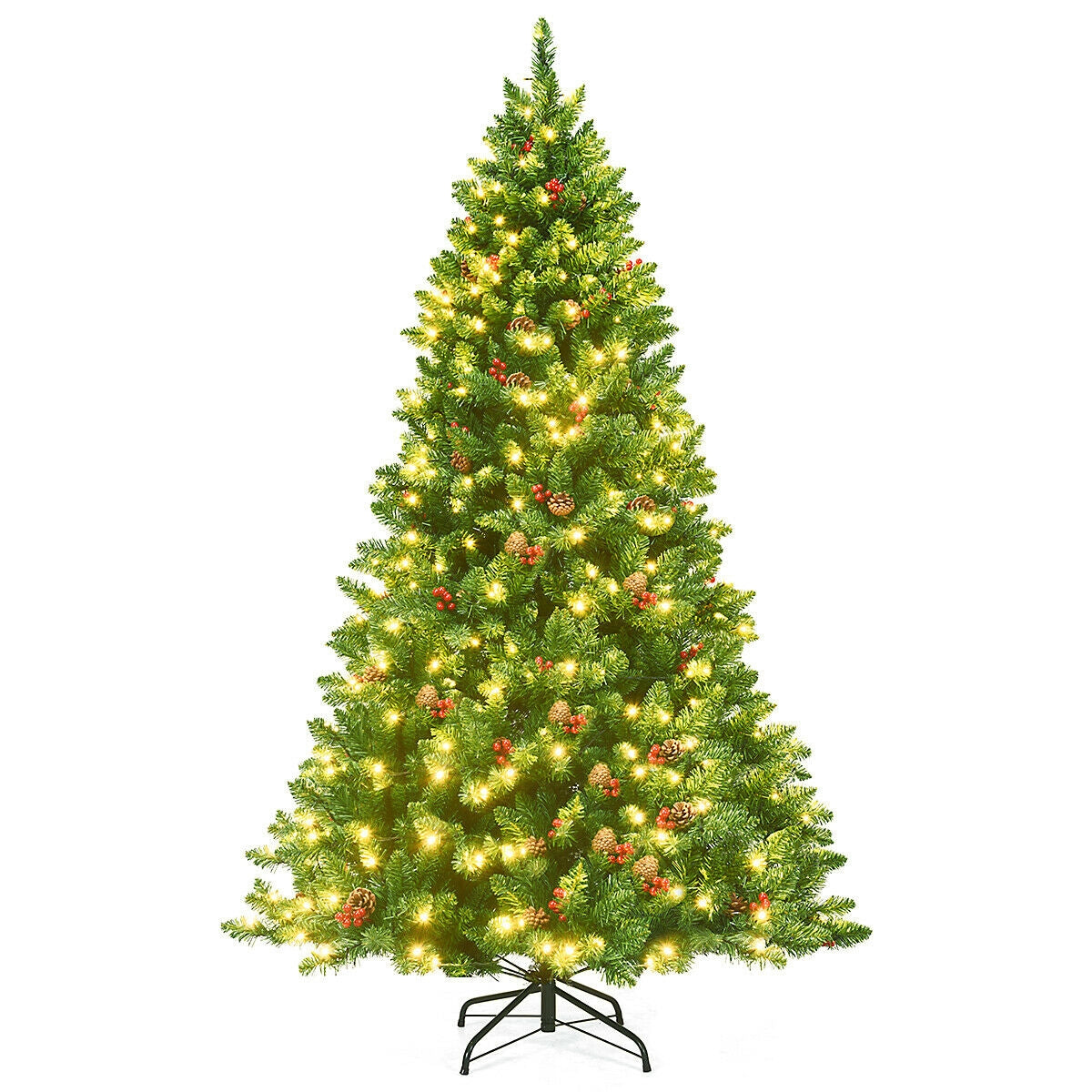 6.5 Feet Pre-lit Hinged Christmas Tree with LED LightsÂ