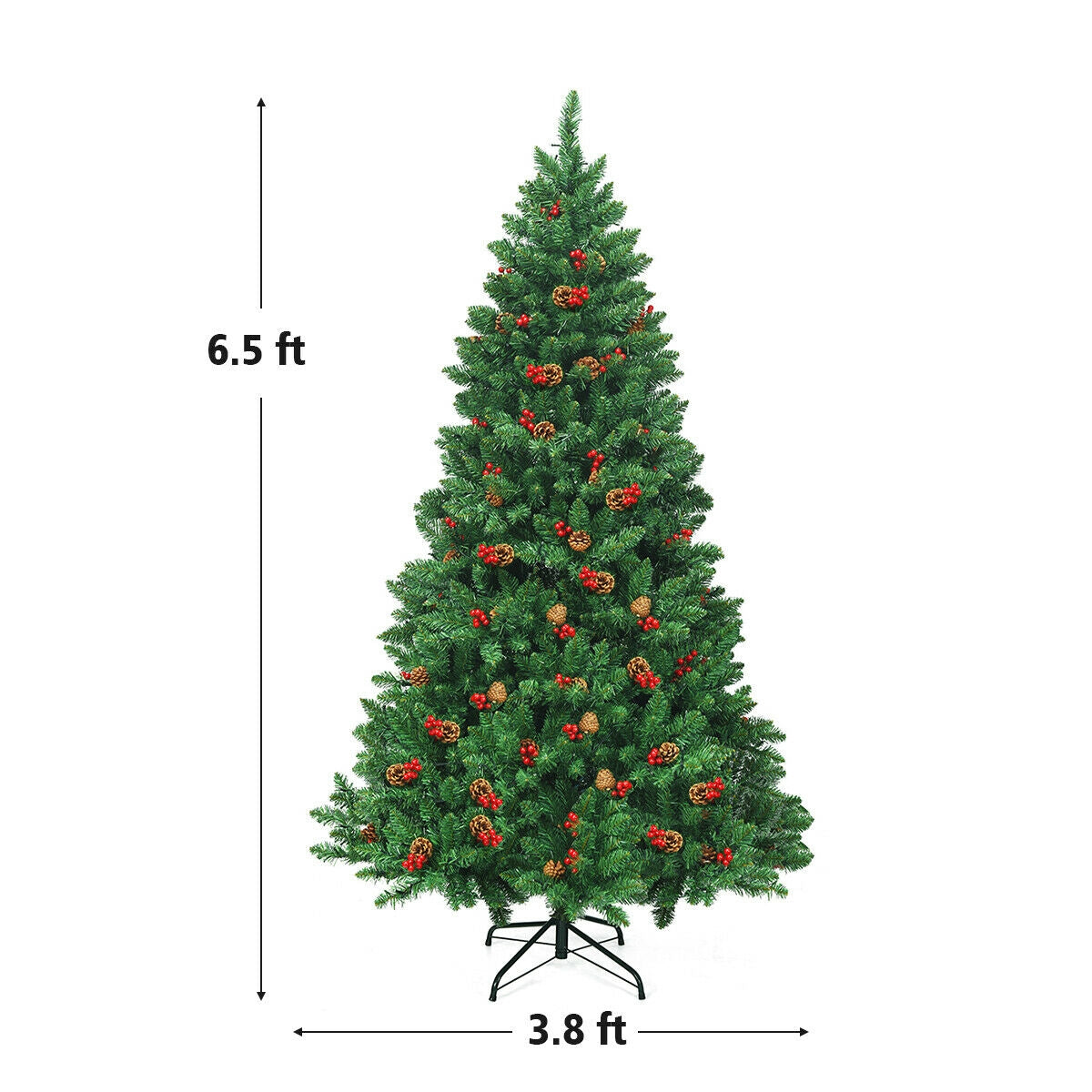 6.5 Feet Pre-lit Hinged Christmas Tree with LED LightsÂ