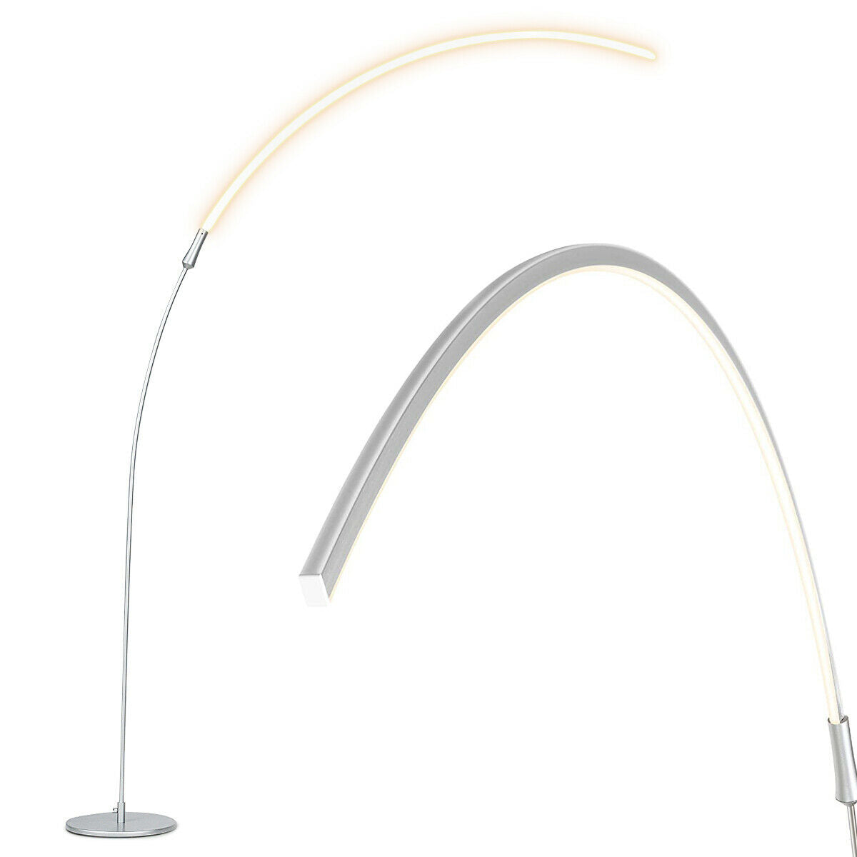 LED Arc Floor Lamp with 3 Brightness Levels-Silver-SilverÂ