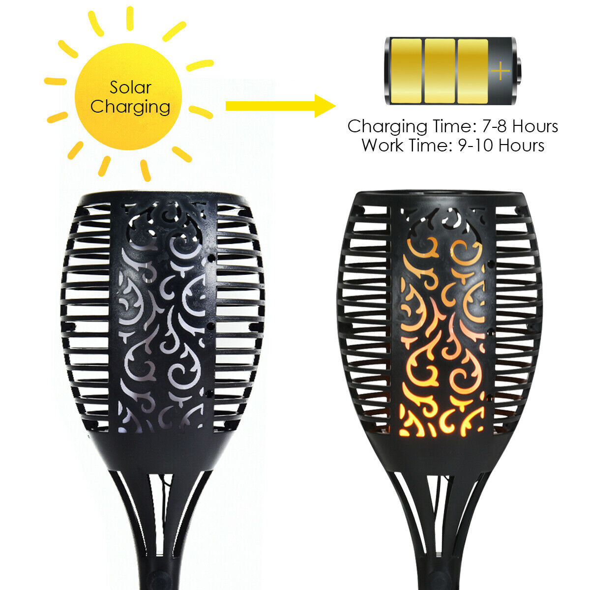 4 Pieces Solar Waterproof Flickering Dancing Flame LampÂ