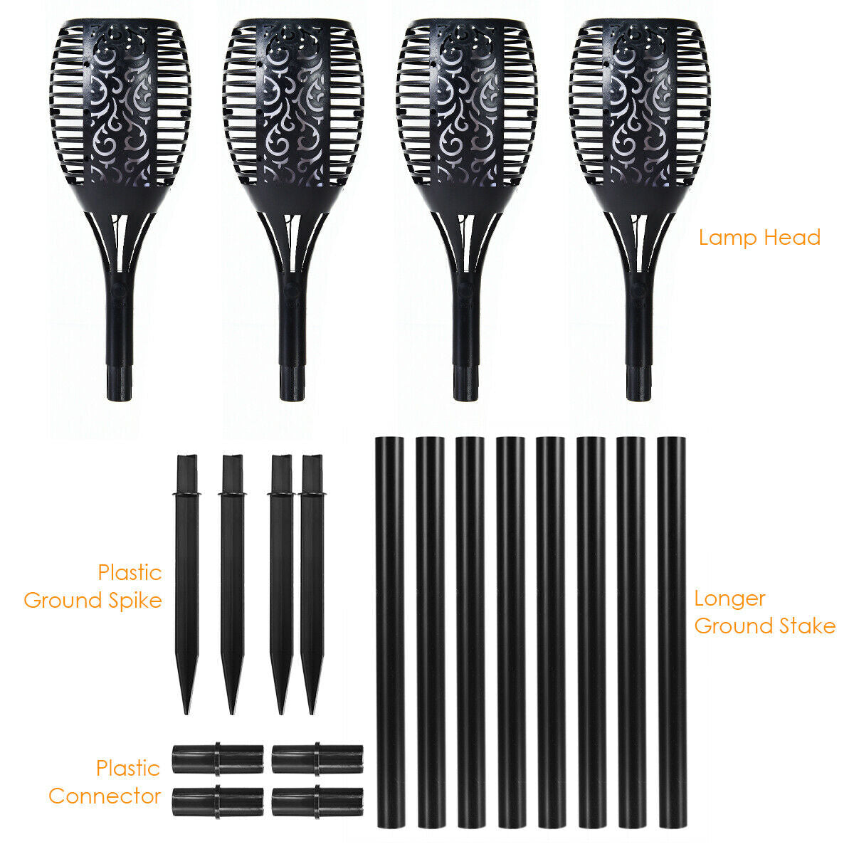 4 Pieces Solar Waterproof Flickering Dancing Flame LampÂ