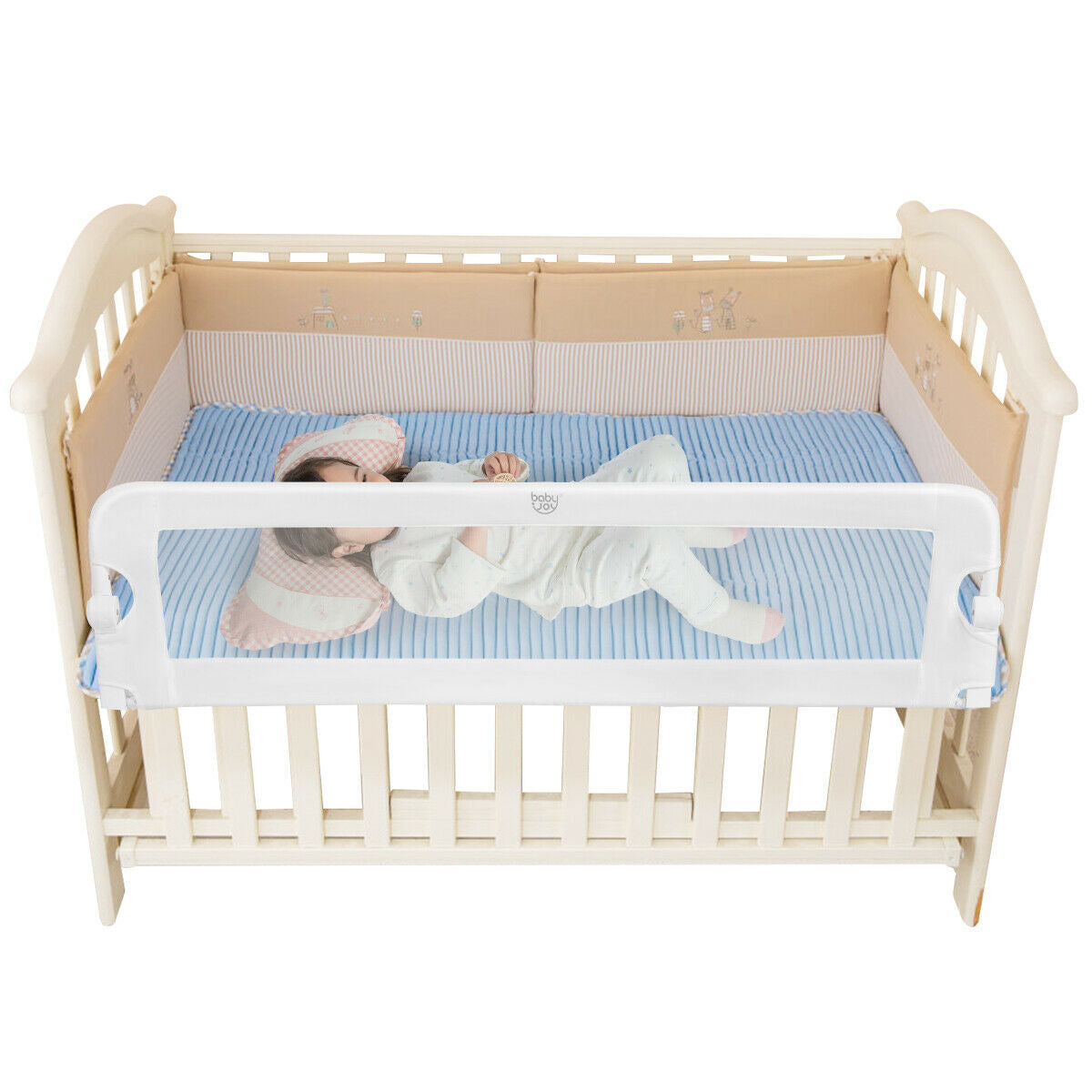 59-Inch Extra Long Bed Rail Guard-WhiteÂ