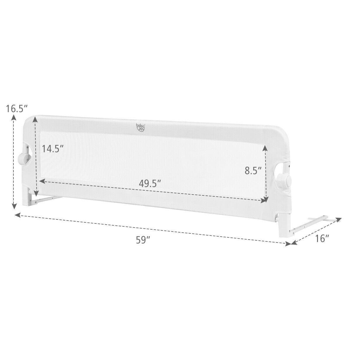 59-Inch Extra Long Bed Rail Guard-WhiteÂ
