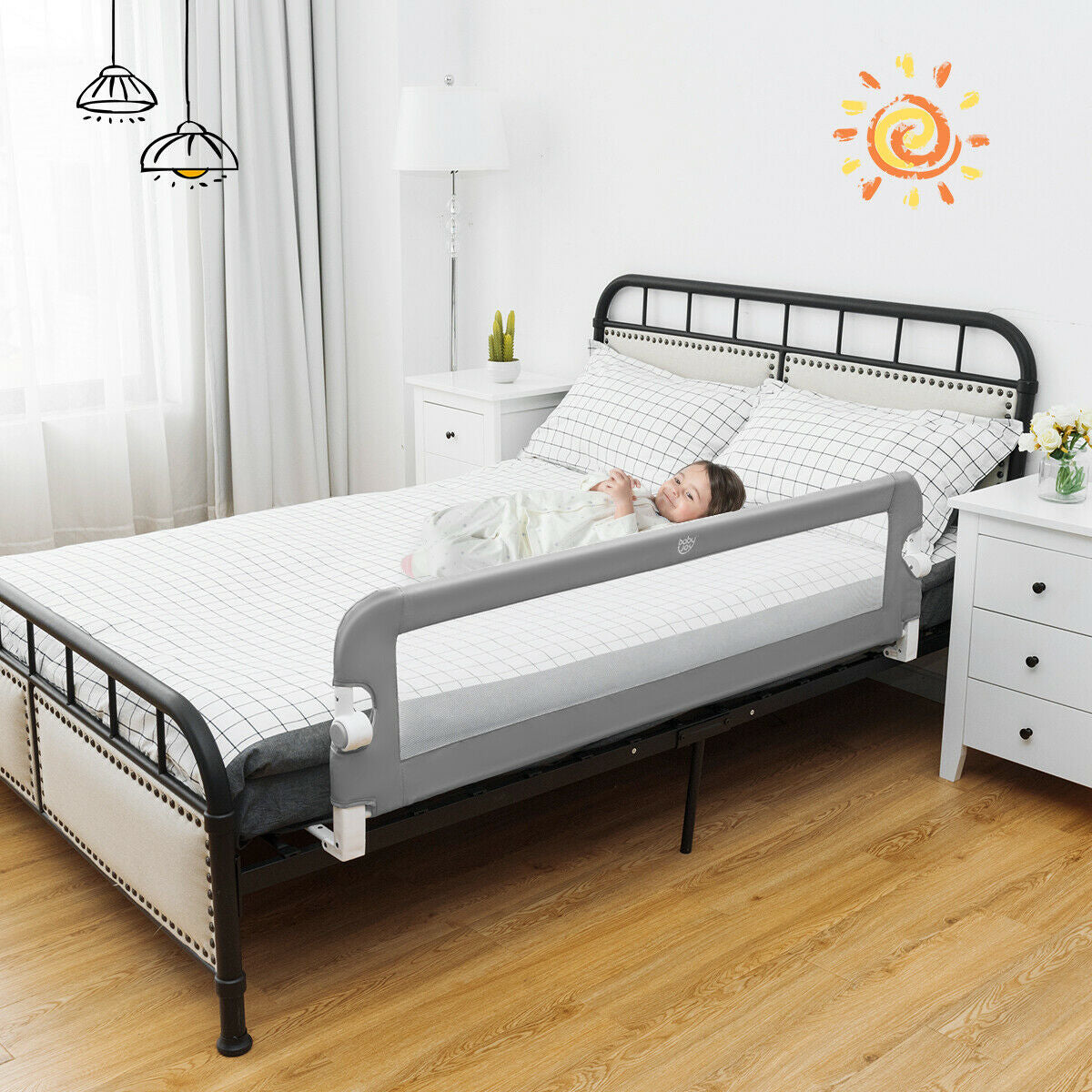 59-Inch Extra Long Bed Rail Guard-GrayÂ