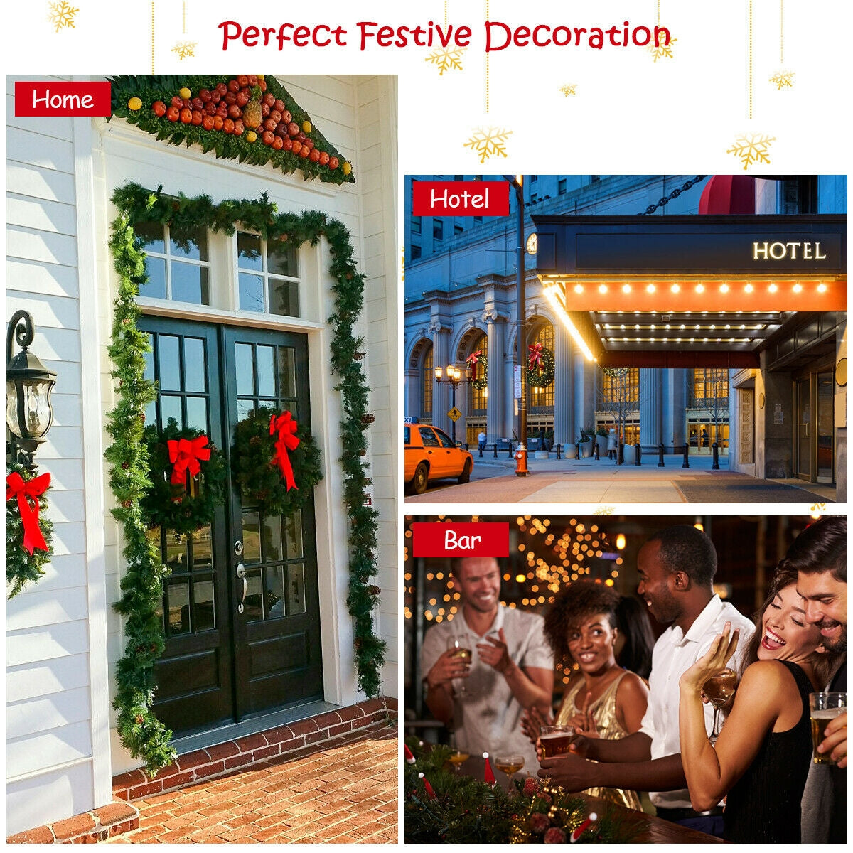 9 Feet Pre-lit Snow Flocked Tips Christmas Garland with Red BerriesÂ