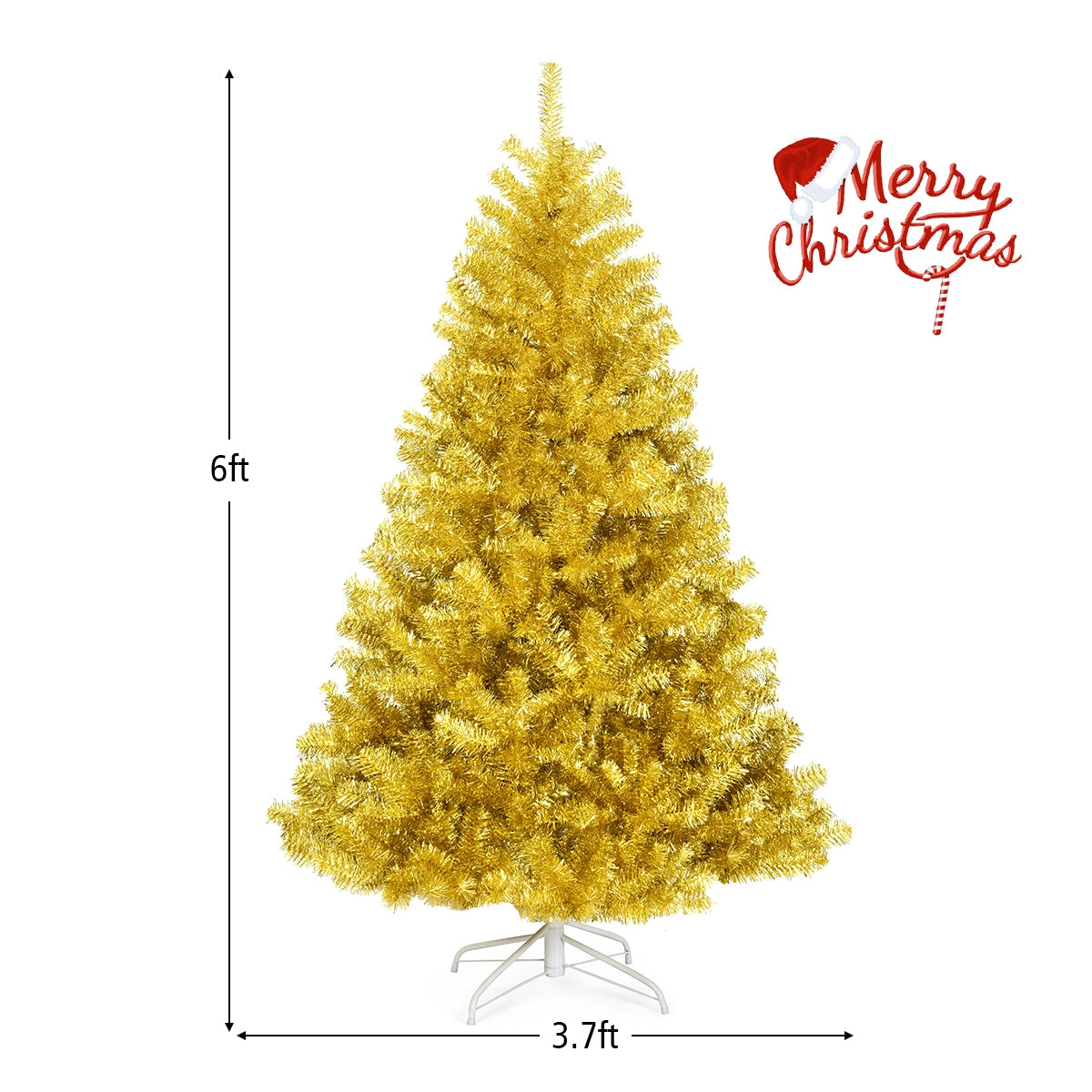 6/7.5 Feet Artificial Tinsel Christmas Tree Hinged with Foldable Stand-6 ftÂ