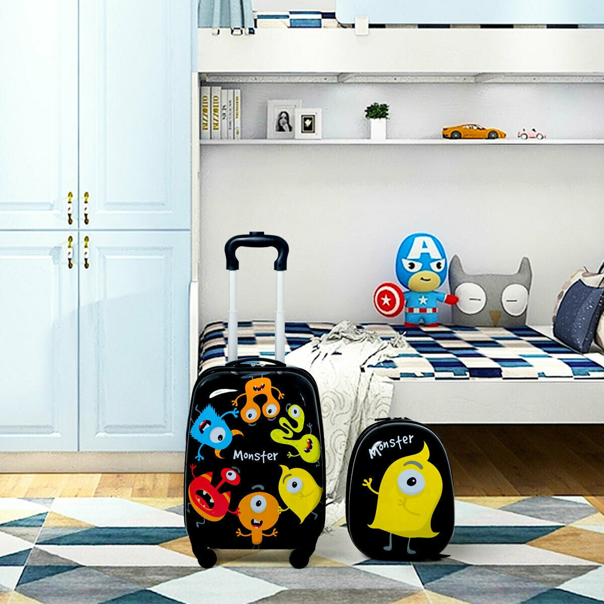 2 Pieces Kids Luggage Set 12 Inch Backpack and 16 Inch Rolling SuitcaseÂ