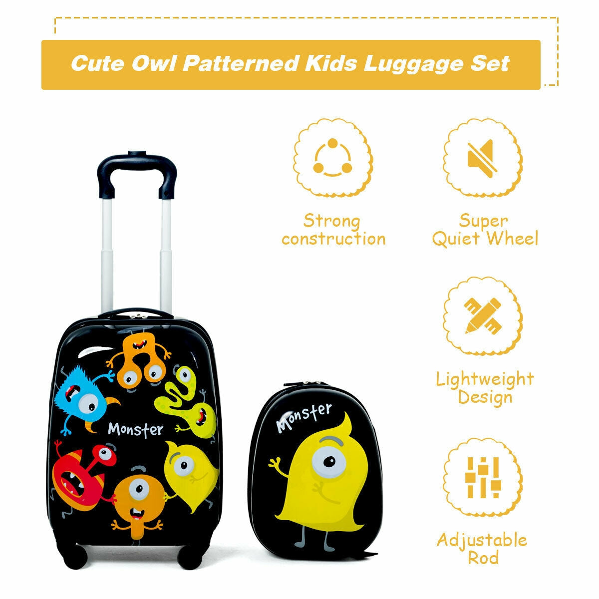 2 Pieces Kids Luggage Set 12 Inch Backpack and 16 Inch Rolling SuitcaseÂ