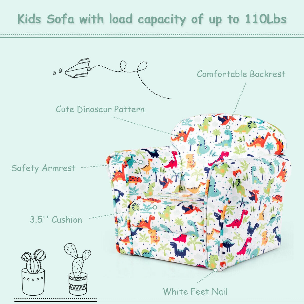 Household Toddler Furnishings Children Armrest Cute Lovely Single SofaÂ