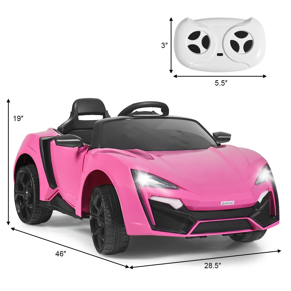 12V 2.4G RC Electric Vehicle with Lights-PinkÂ
