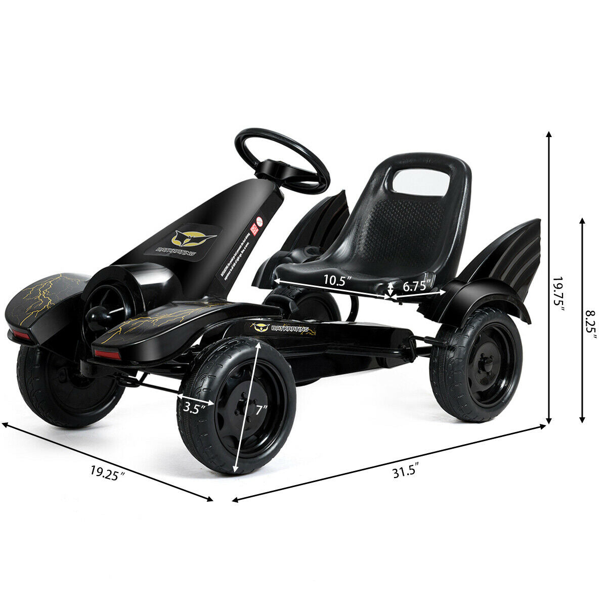 Kids Ride on 4 Wheel Pedal Powered Go Kart-BlackÂ