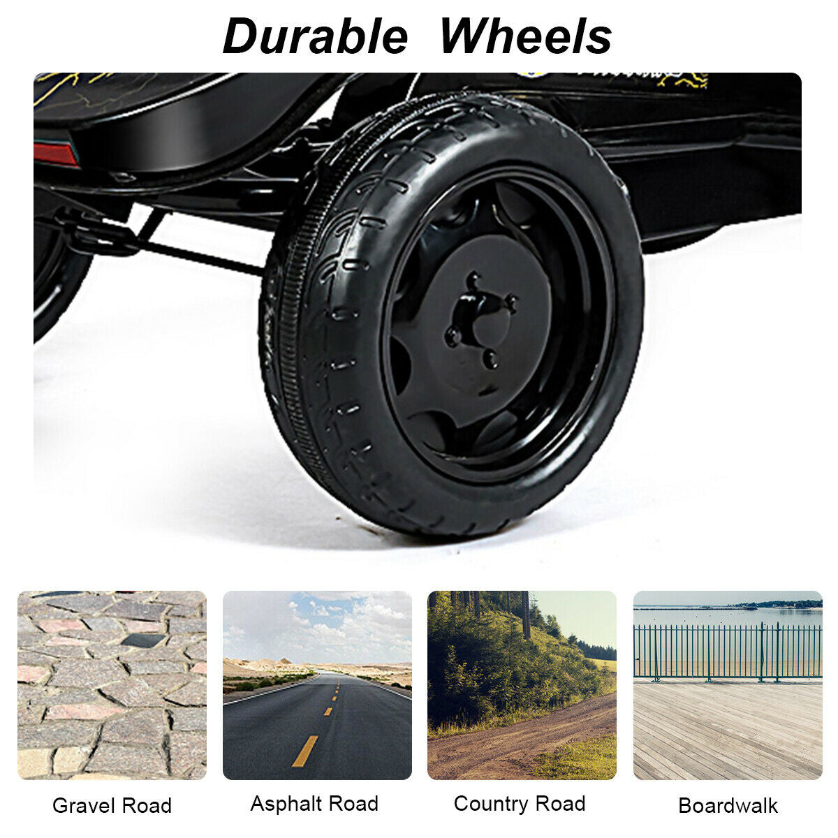 Kids Ride on 4 Wheel Pedal Powered Go Kart-BlackÂ