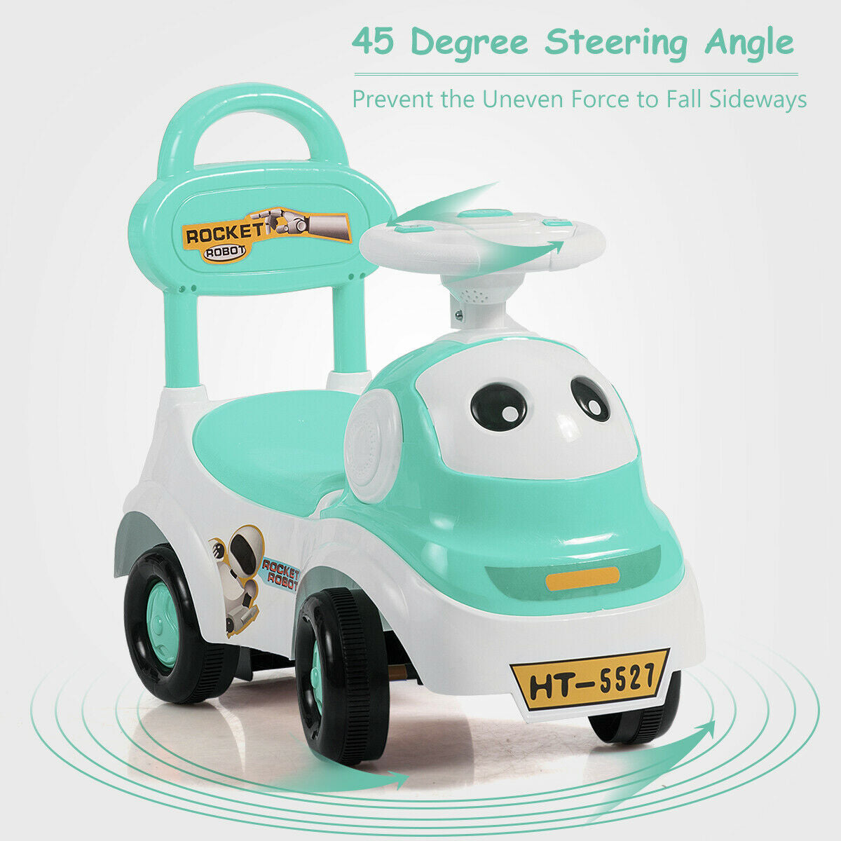 3-in-1 Baby Walker Sliding Pushing Car with Sound Function-GreenÂ