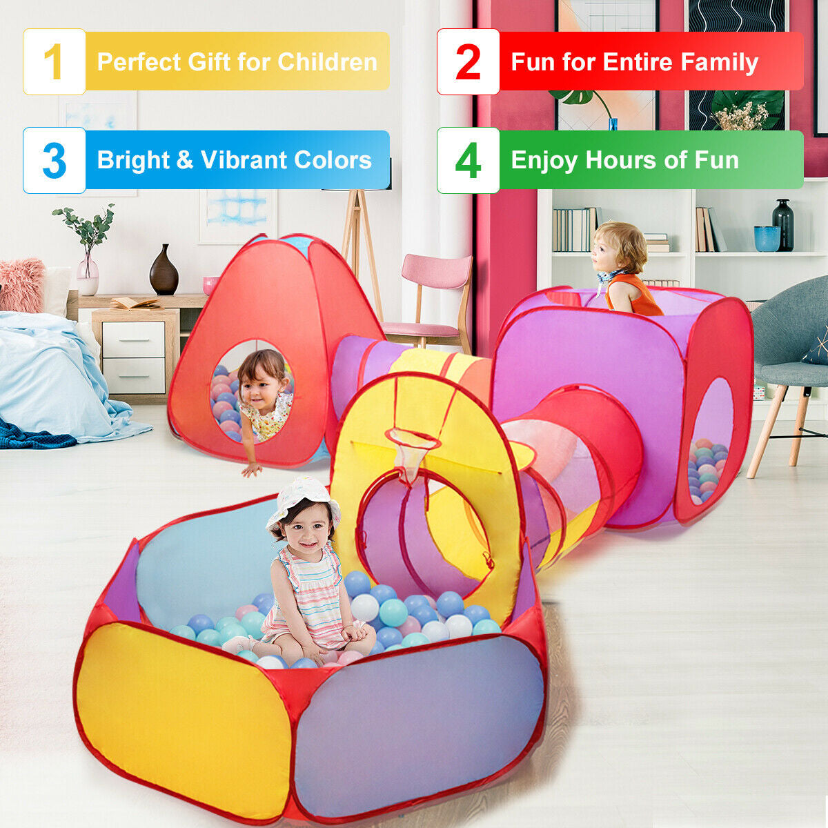 7 Pieces Kids Ball Pit Pop Up Play TentsÂ