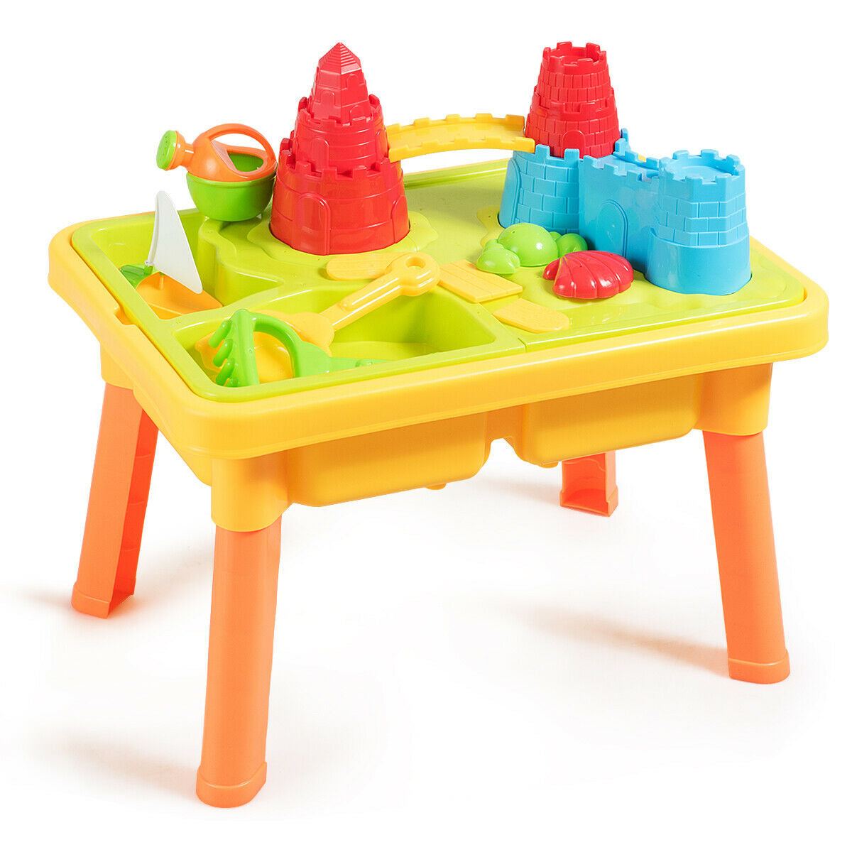 Sand and Water Play Table for Kids with Sand Castle MoldsÂ