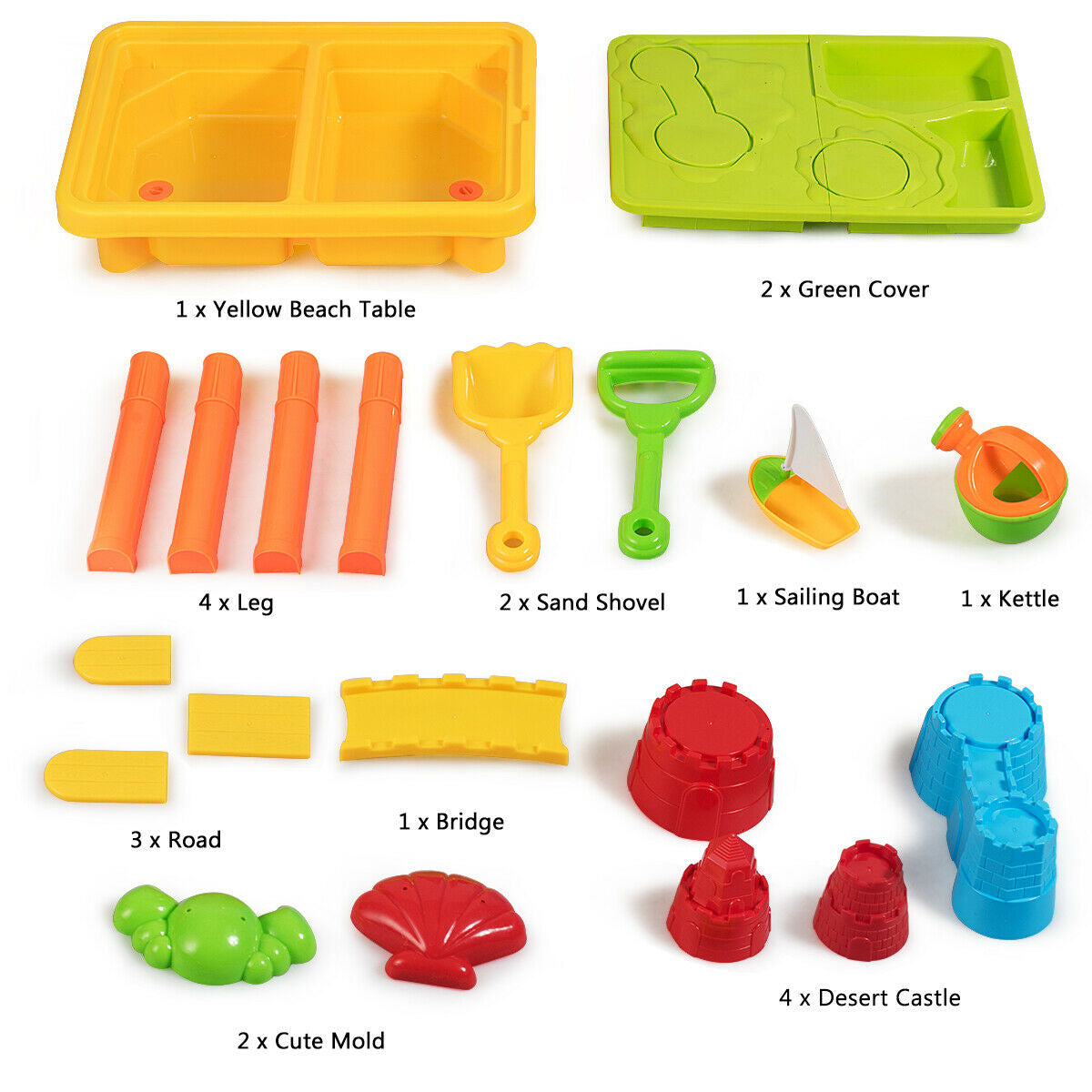 Sand and Water Play Table for Kids with Sand Castle MoldsÂ