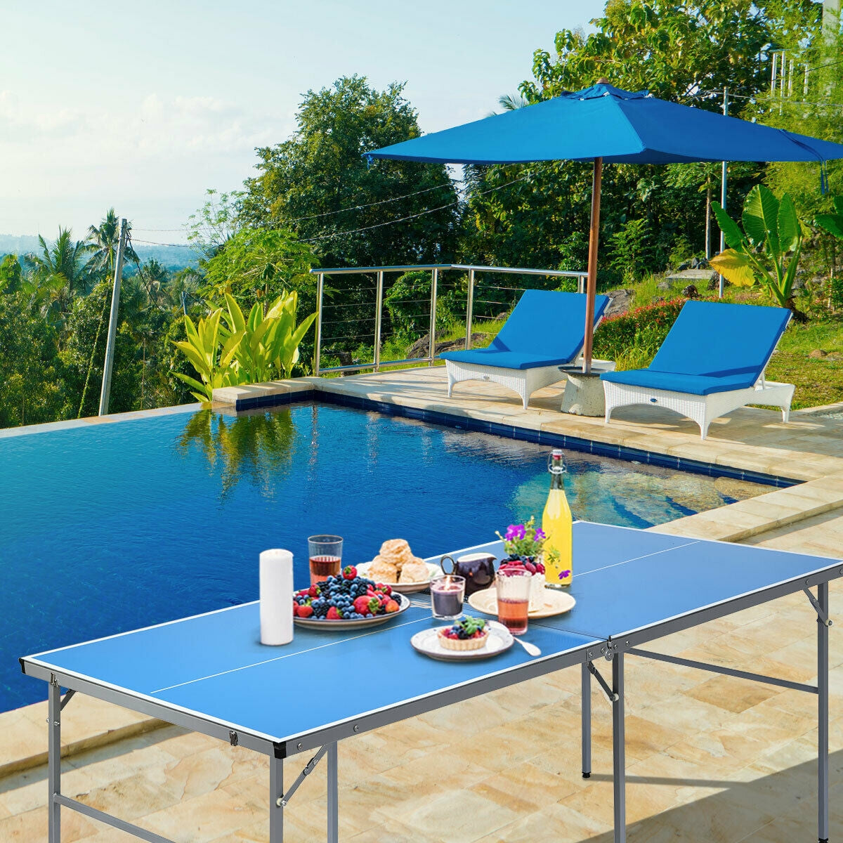 6’x3’ Portable Tennis Ping Pong Folding Table Indoor/OutdoorÂ