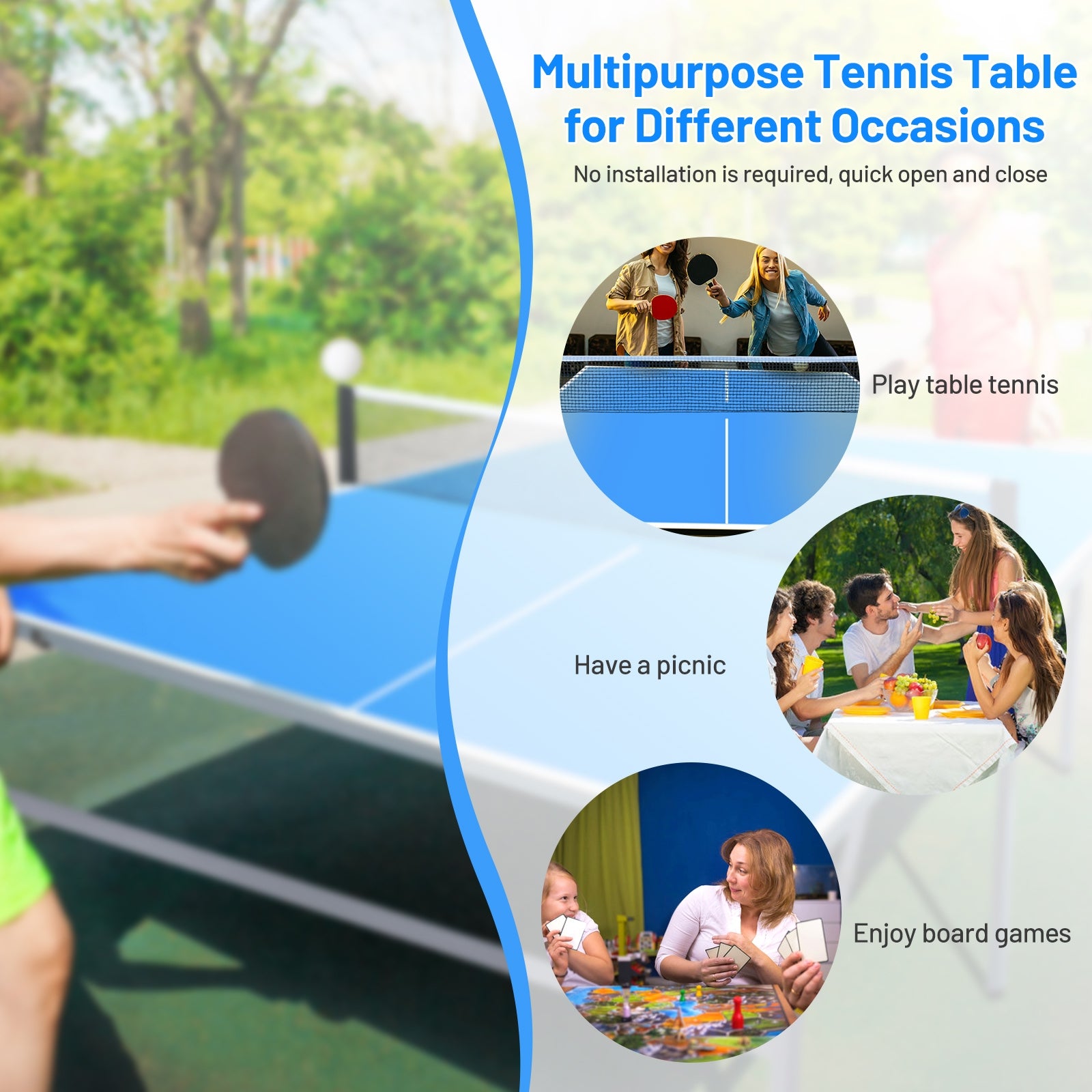 6’x3’ Portable Tennis Ping Pong Folding Table Indoor/OutdoorÂ