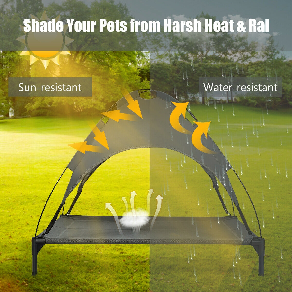 Portable Elevated Outdoor Pet Bed with Removable Canopy Shade-42 InchÂ