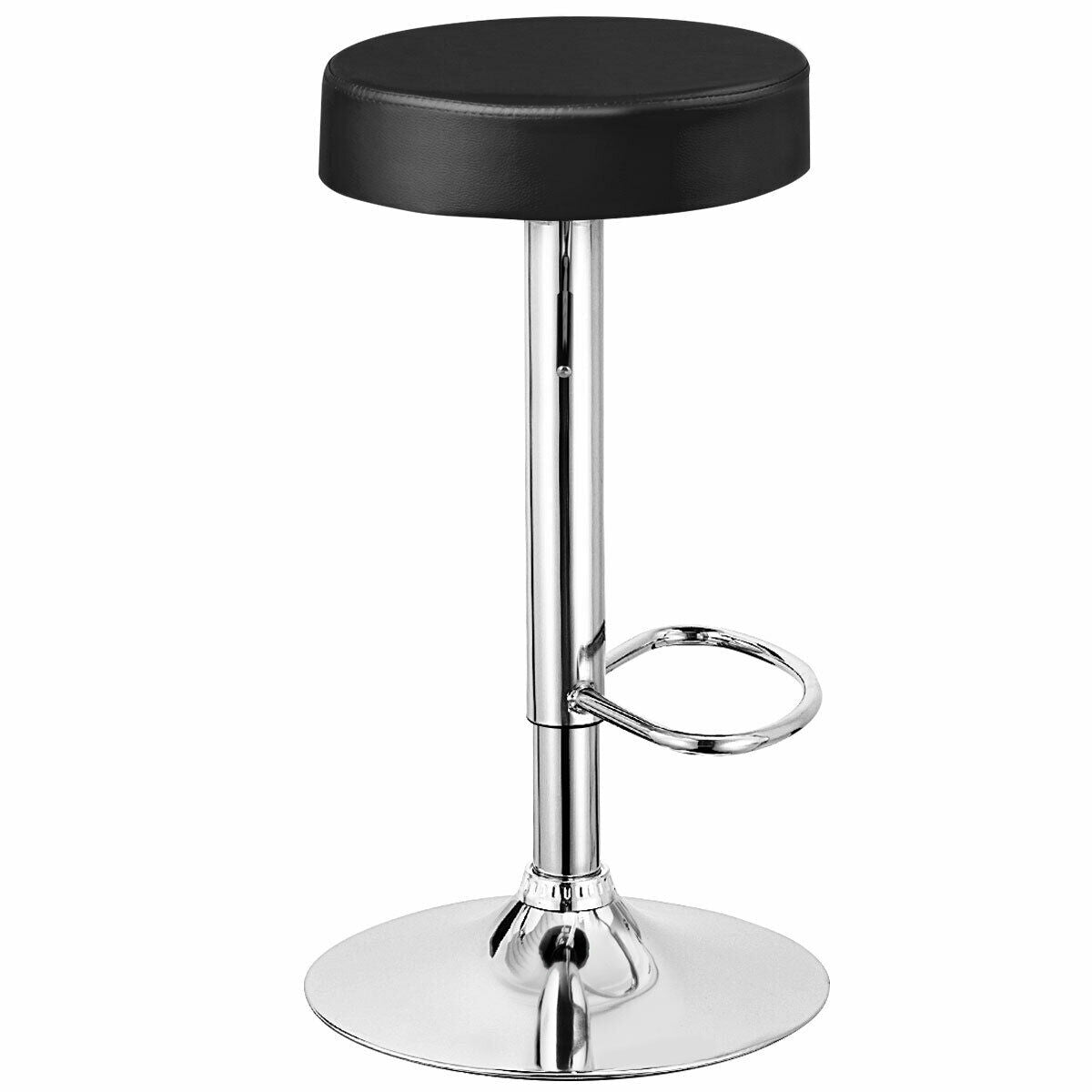 Set of 2 Adjustable Swivel Round Bar Stool Pub Chairs-BlackÂ