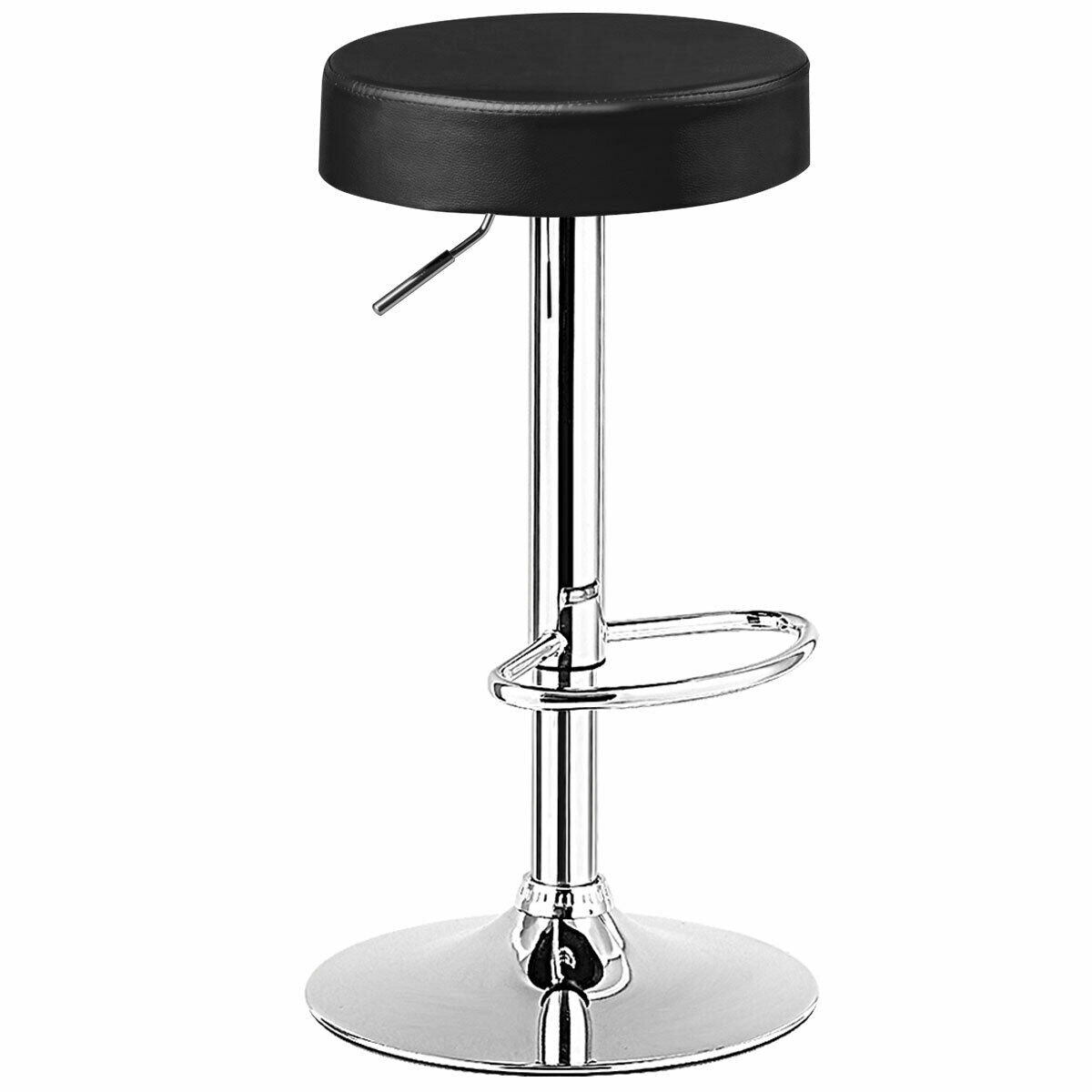 Set of 2 Adjustable Swivel Round Bar Stool Pub Chairs-BlackÂ