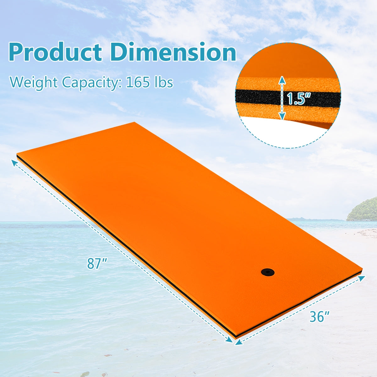 3-Layer Relaxing Tear-proof Water Mat-OrangeÂ