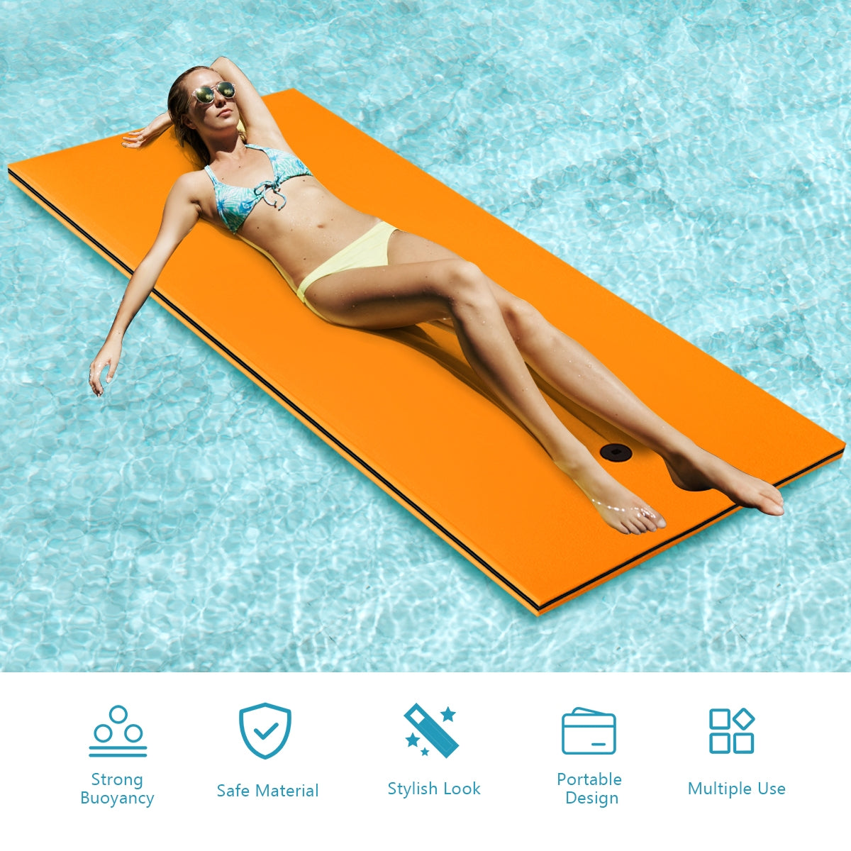 3-Layer Relaxing Tear-proof Water Mat-OrangeÂ
