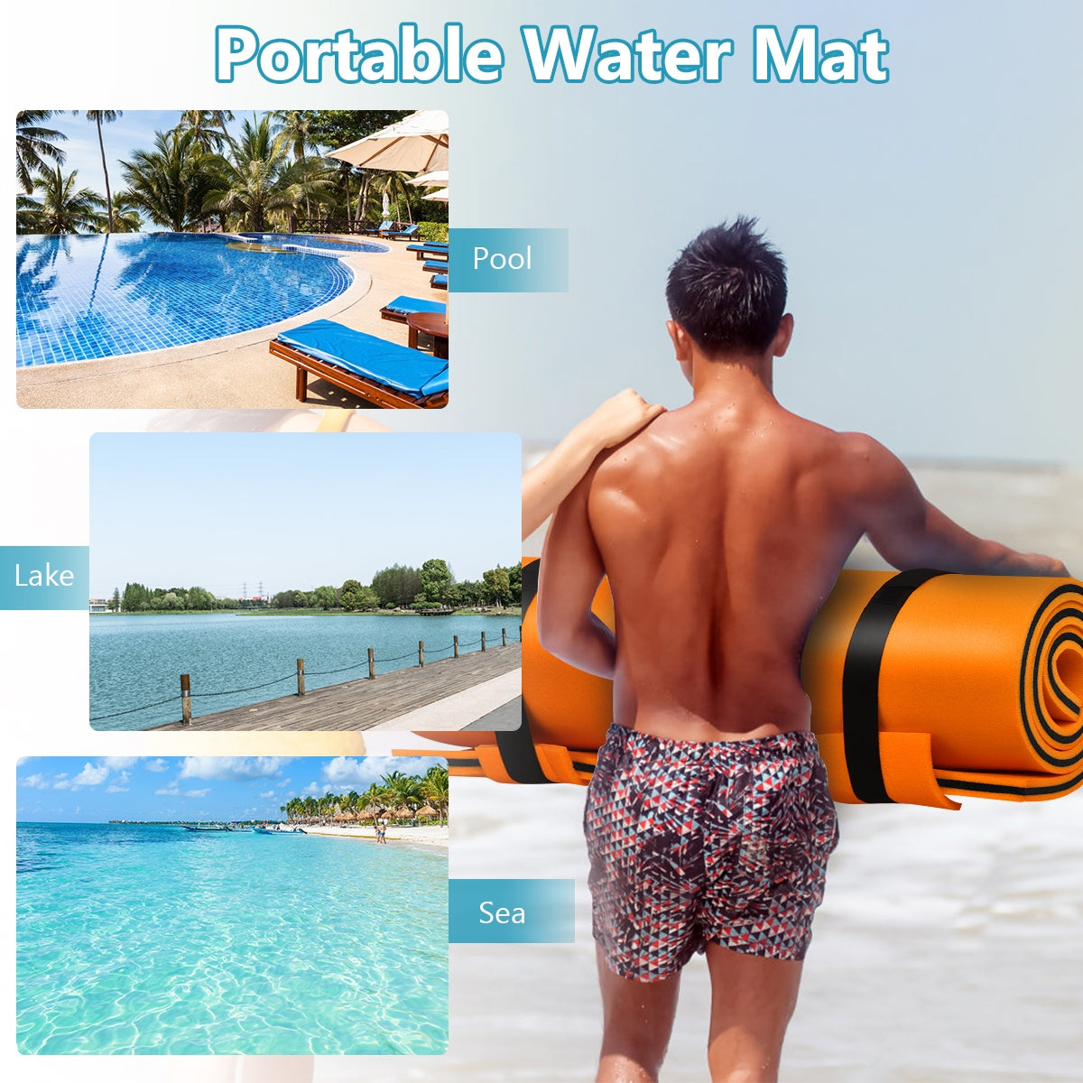3-Layer Relaxing Tear-proof Water Mat-OrangeÂ