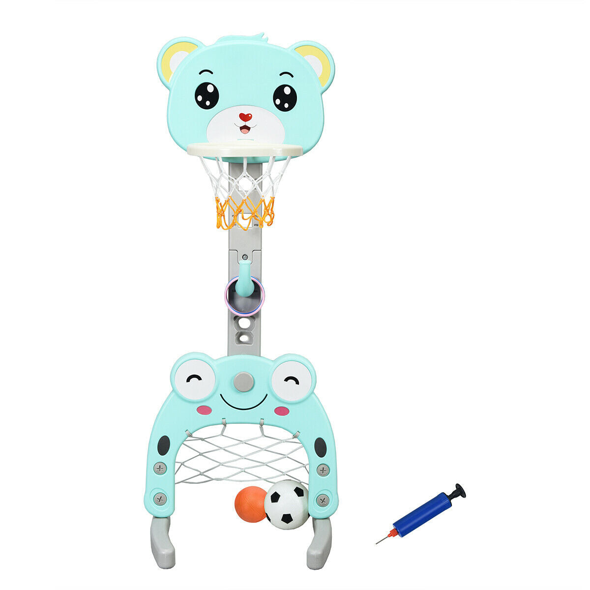 Adjustable Kids 3-in-1 Basketball Hoop Set Stand with BallsÂ