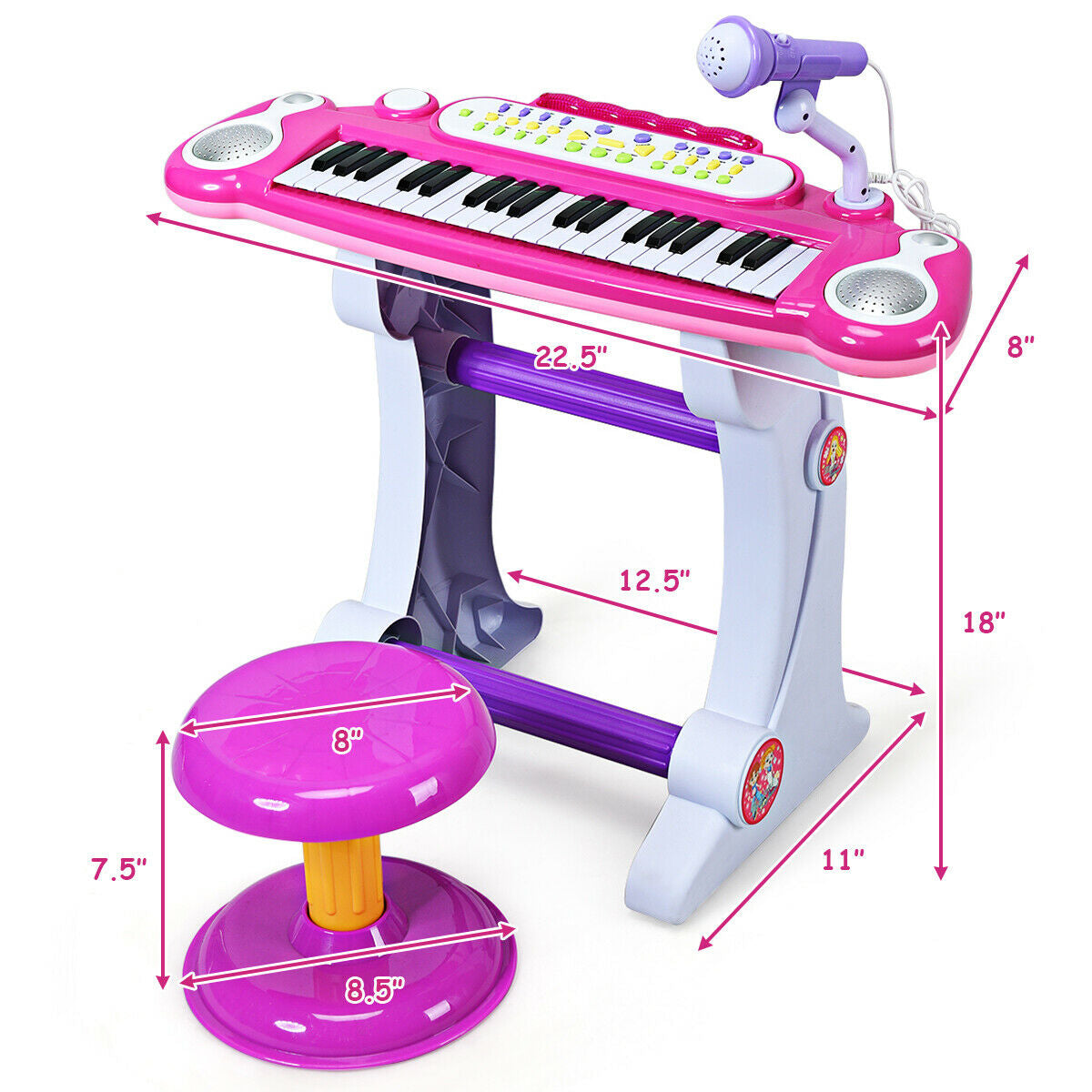 37 Key Electronic Keyboard Kids Toy Piano-PinkÂ